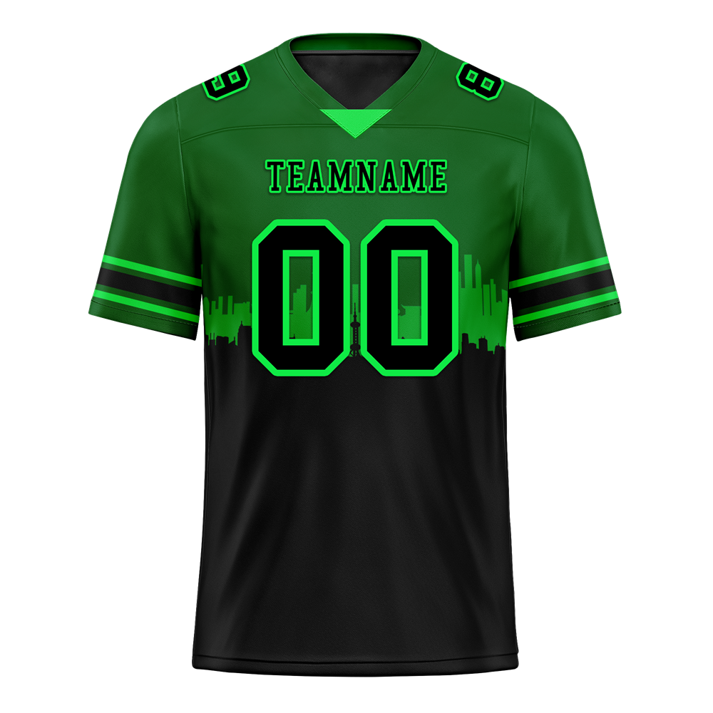 Custom Green & Black Graffiti Football Jersey - Personalized Authentic Soccer Uniform FBJ02 - Perfect for Game Day, Fan Events & Streetwear Fashion