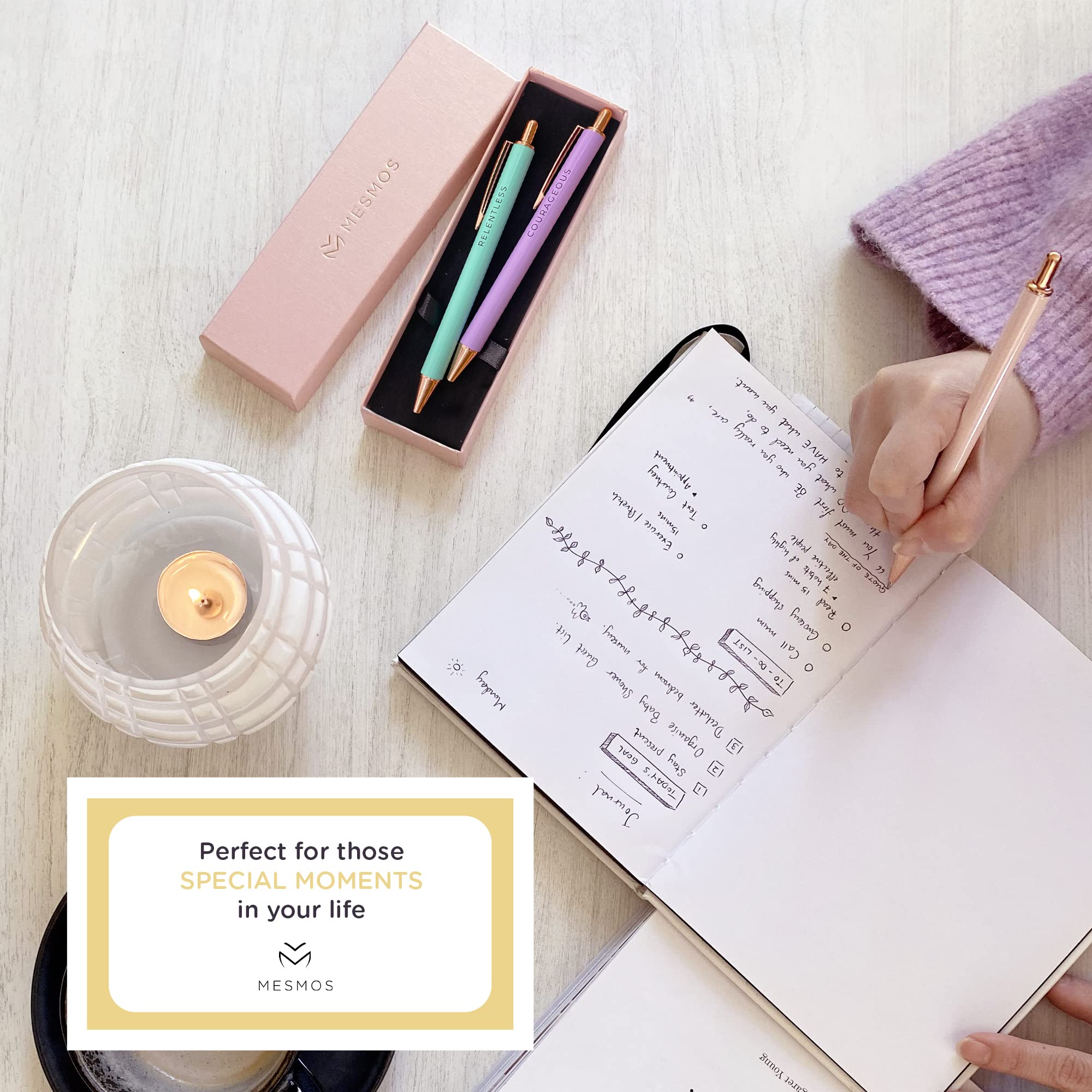 MESMOS Elegant Pen Set - Inspirational Gifts for Women, Motivational Office Pens for Boss Lady, Unique Click Pens for Servers & Promotions - Perfect for Corporate Gifts, Employee Recognition & Daily Office Use