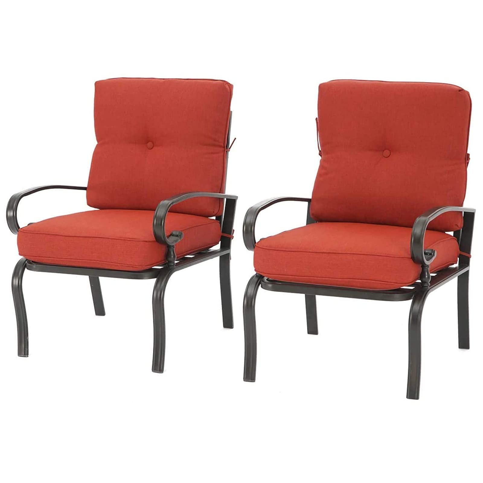 2-Piece Outdoor Metal Bistro Set - All-Weather Steel Frame Patio Dining Chairs with Red Cushions - Perfect for Garden, Balcony, Poolside & Cafe Outdoor Seating