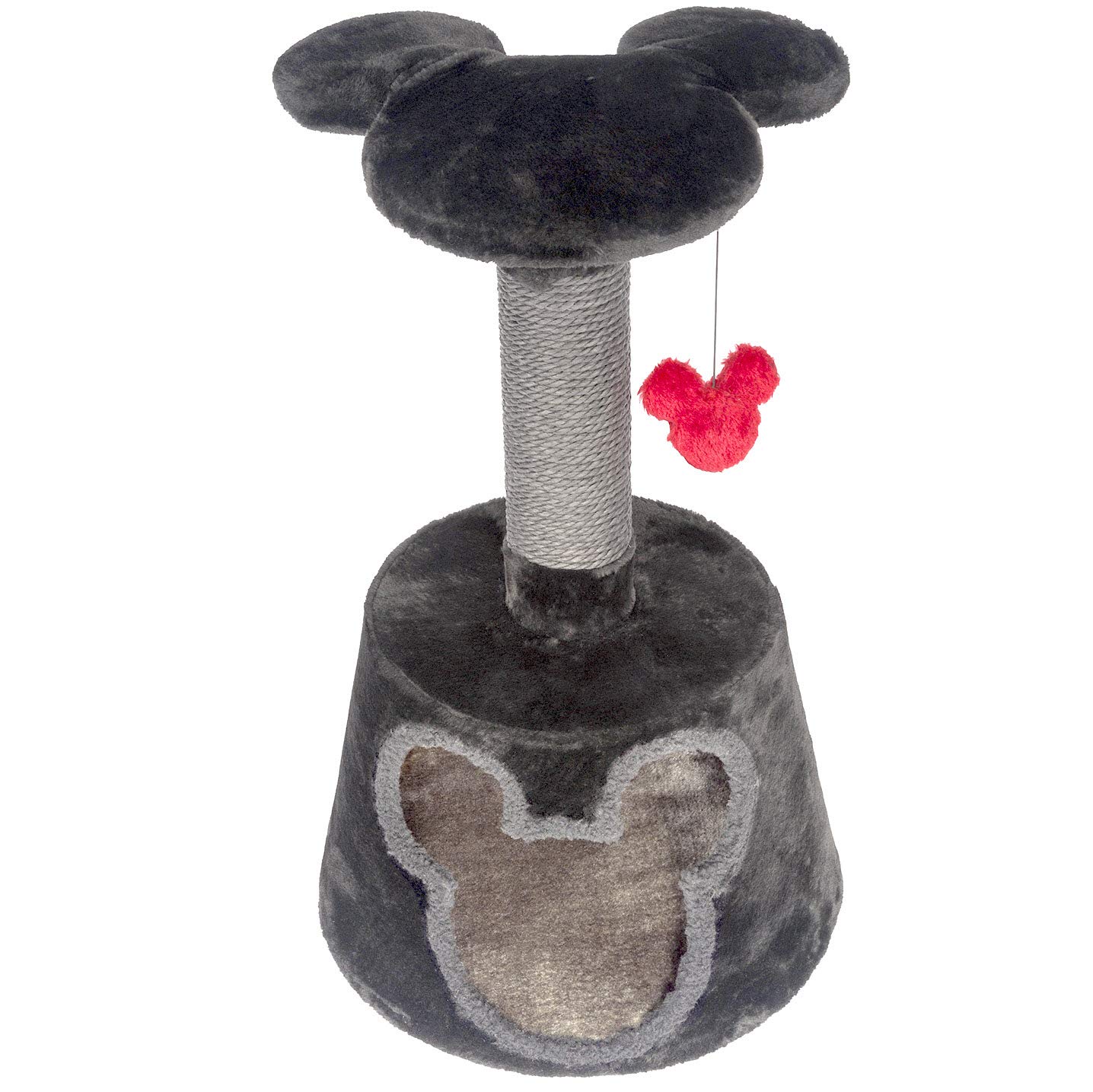 Penn-Plax Disney Cat Tree with Cubby, Sisal Rope Scratching Post, Mickey Mouse Platform & Swatting Toy - Dark Grey & Red - Perfect for Indoor Play & Cat Furniture for Small Spaces