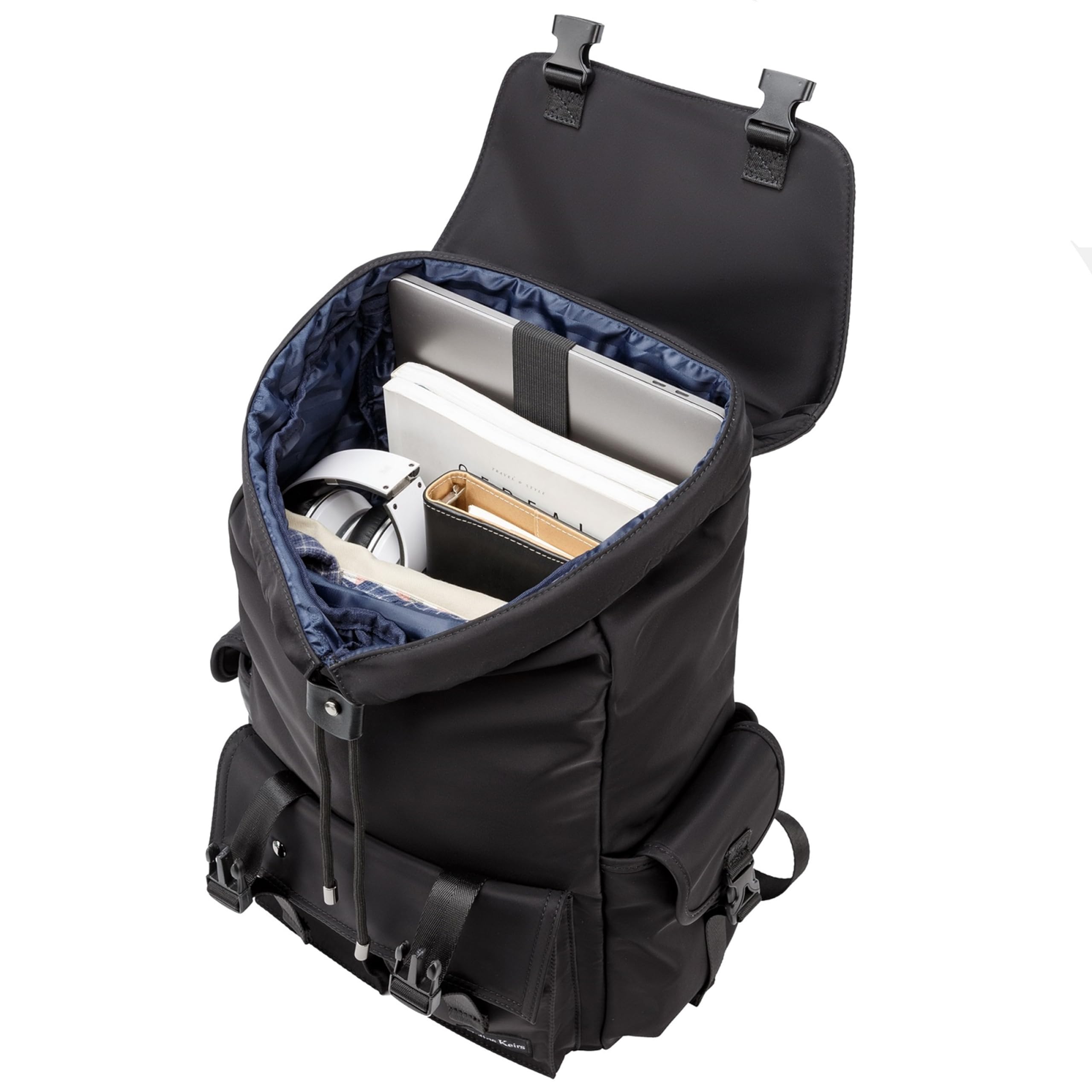 Men's Black 16 Inch Laptop Backpack - 30L Anti-Theft Waterproof Tech Backpack with Drawstring & Dedicated Laptop Compartment - Perfect for Work, Travel & College