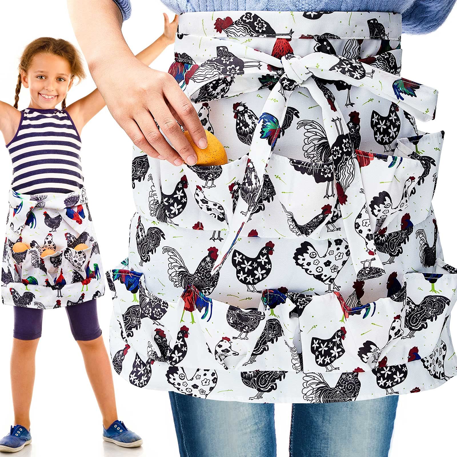 Premium Egg Gathering Apron with Pockets - Durable Farm & Chicken Coop Accessory for Collecting Fresh Eggs - Perfect for Farmers, Homesteaders & Backyard Chicken Keepers
