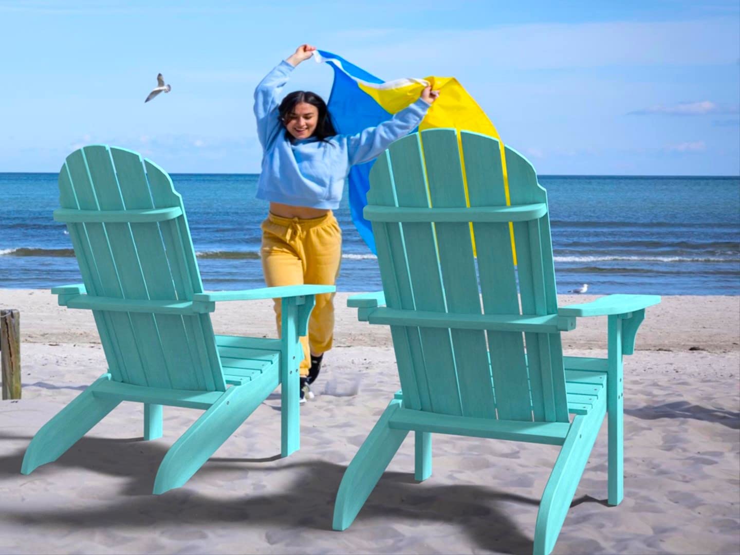 Premium Weather-Resistant Poly Lumber Adirondack Chair - 300 lb Capacity Outdoor Patio Furniture for Porch, Deck & Poolside - Durable Plastic Adirondack Chairs in Traditional Blue - Perfect for Backyard Relaxation, Garden Lounging & Outdoor Entertaining