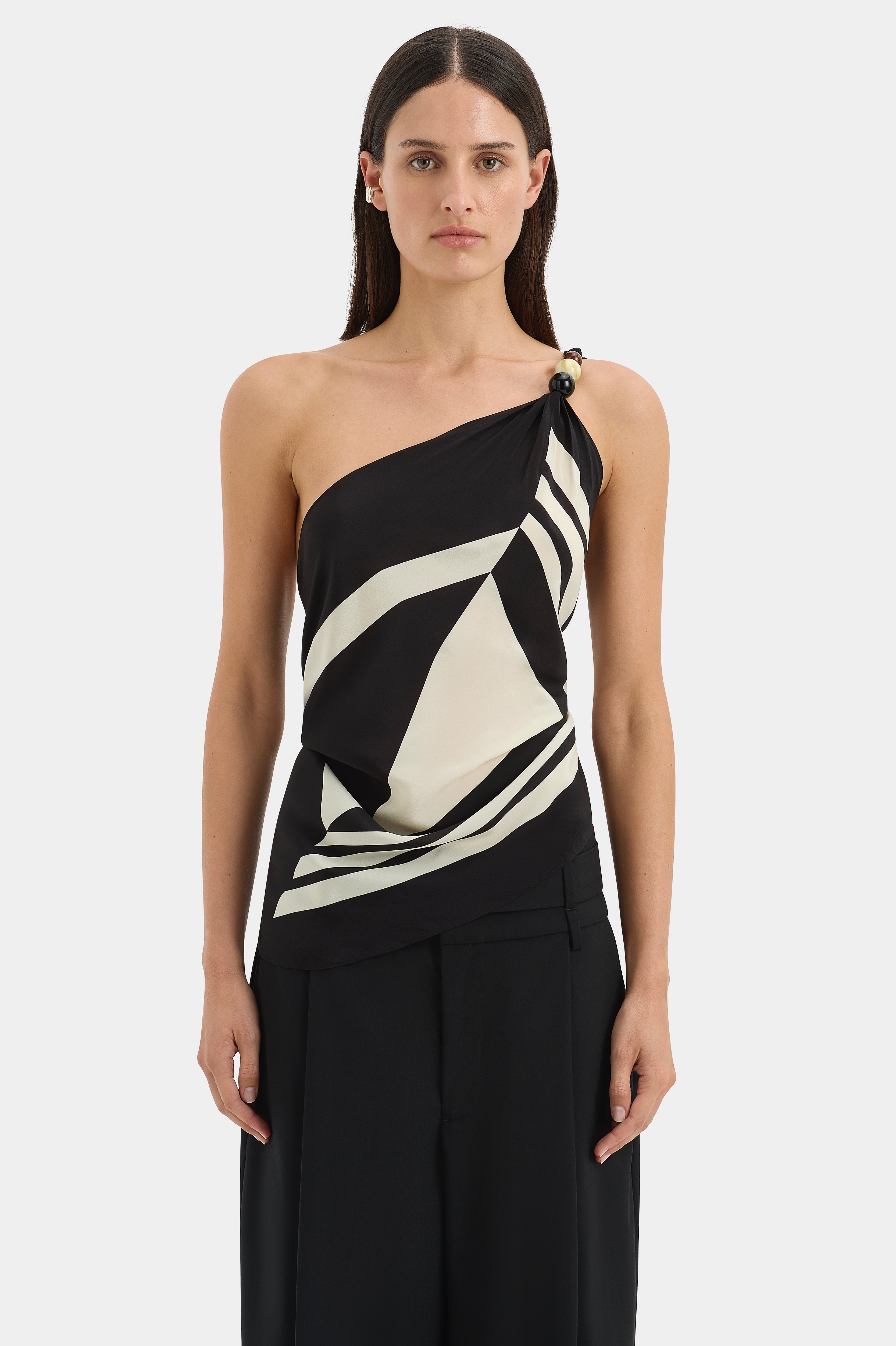 Pietra Wrap Top Milano Nero - Stylish Women's Wrap Blouse for Casual & Evening Wear