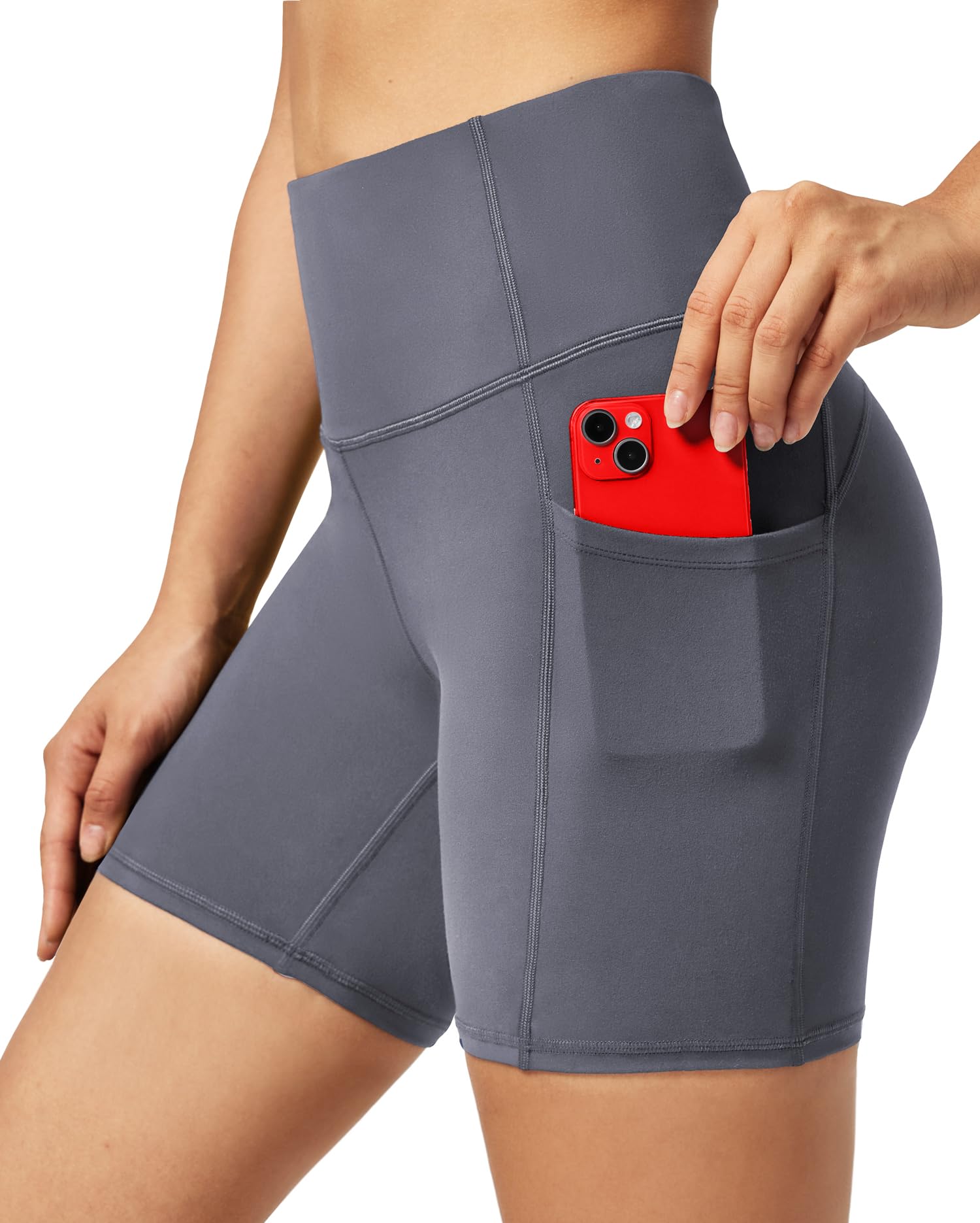 Ewedoos Women's High Waisted Biker Shorts - Tummy Control Workout Shorts with 3 Pockets, Compression Gym Running Yoga Shorts for Women | Perfect for Cycling, Fitness Training & Lounge Wear