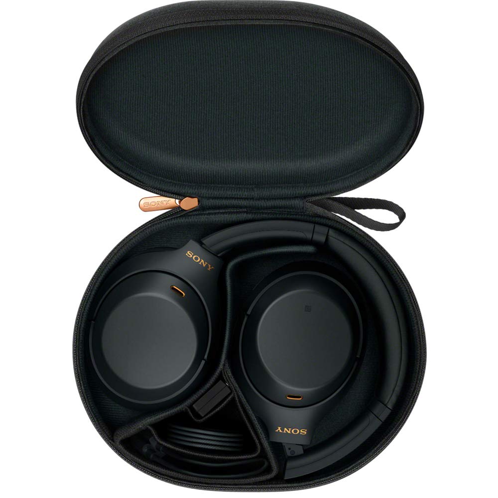 Sony WH-1000XM4 Wireless Noise Cancelling Over-Ear Headphones with Mic, Alexa Voice Control & 30-Hour Battery - Perfect for Travel, Workouts & Home Office (Black) - Includes Case, Portable Charger & Gym Bag