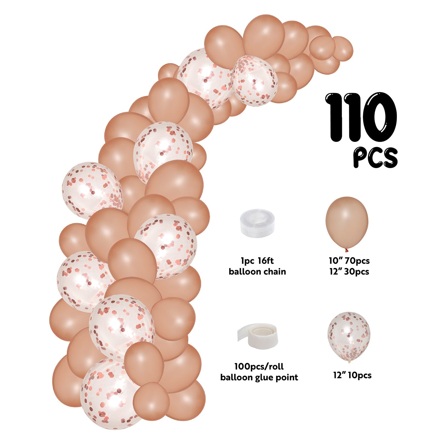 Rose Gold Balloon Garland Kit - Premium Party Decor for Birthdays, Weddings & Baby Showers | Includes Balloons, String & Accessories | Perfect for DIY Decorations & Photo Backdrops