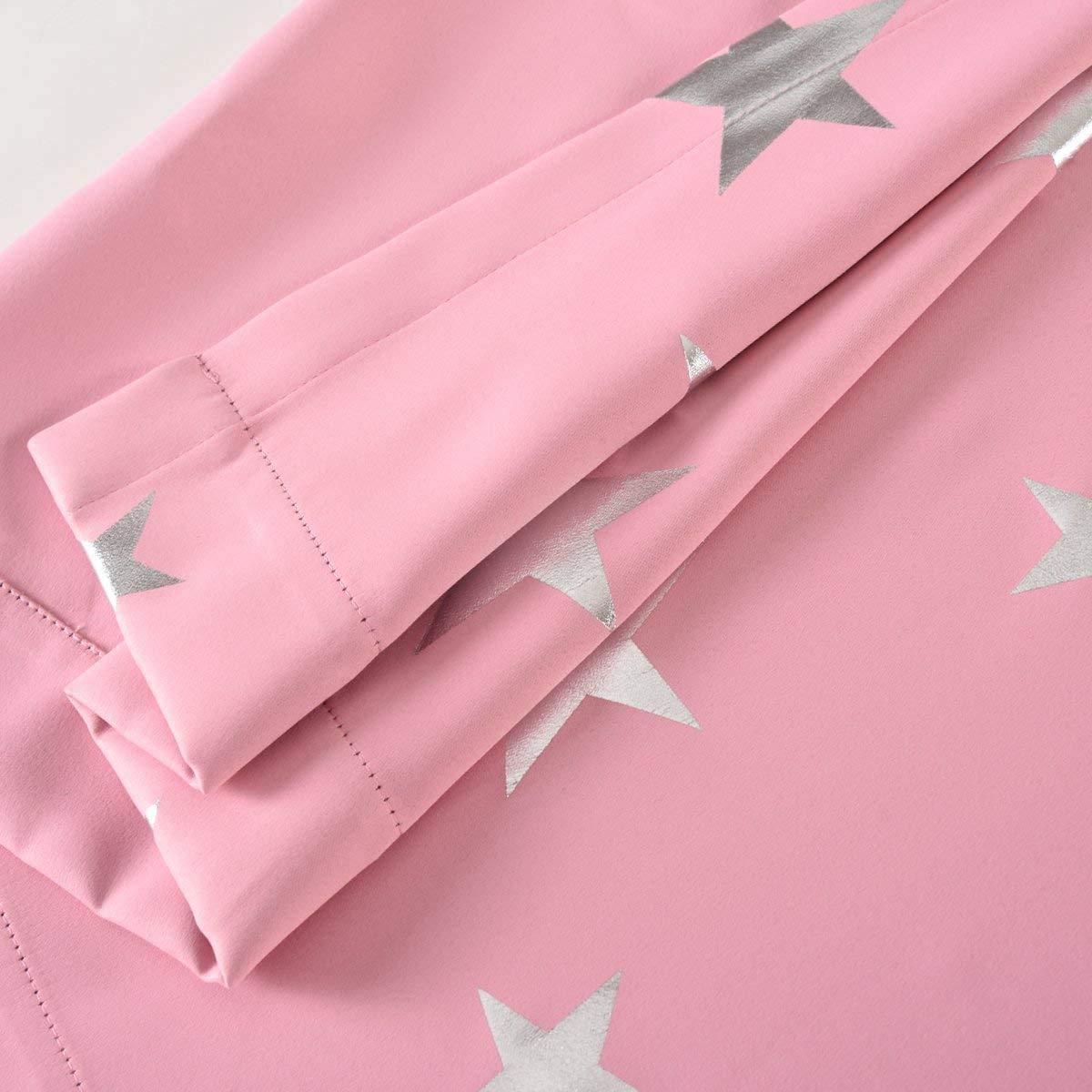 Pink Blackout Curtains for Girls Room - Silver Star Design Thermal Insulated Window Drapes (52x54 Inches, 2 Panels) - Perfect for Nursery, Bedroom & Home Theater Light Blocking