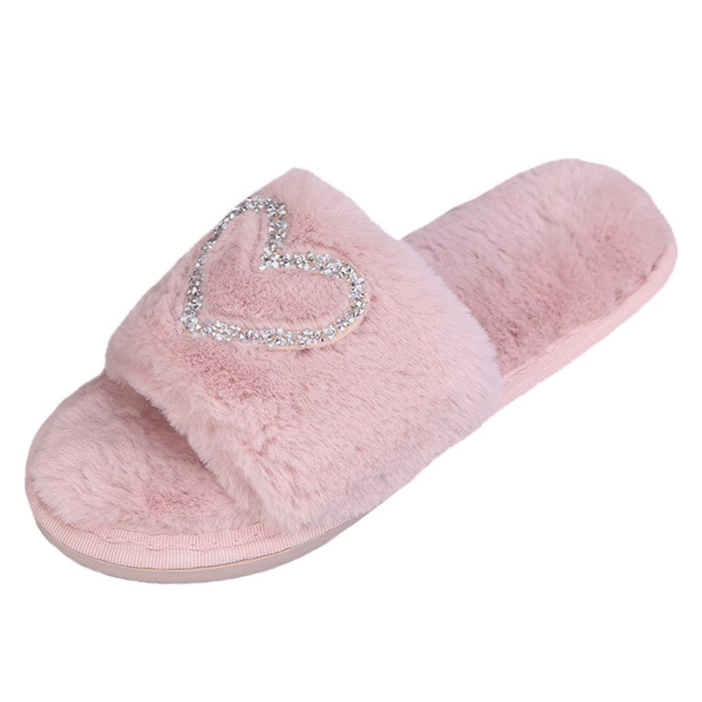 Women's Non-Slip Warm Ballet Slippers - Soft Indoor House Shoes with Crystal Love Design & Floor Pattern - Size 6.5 - Perfect for Cozy Home Relaxation, Lounge Wear & Winter Comfort