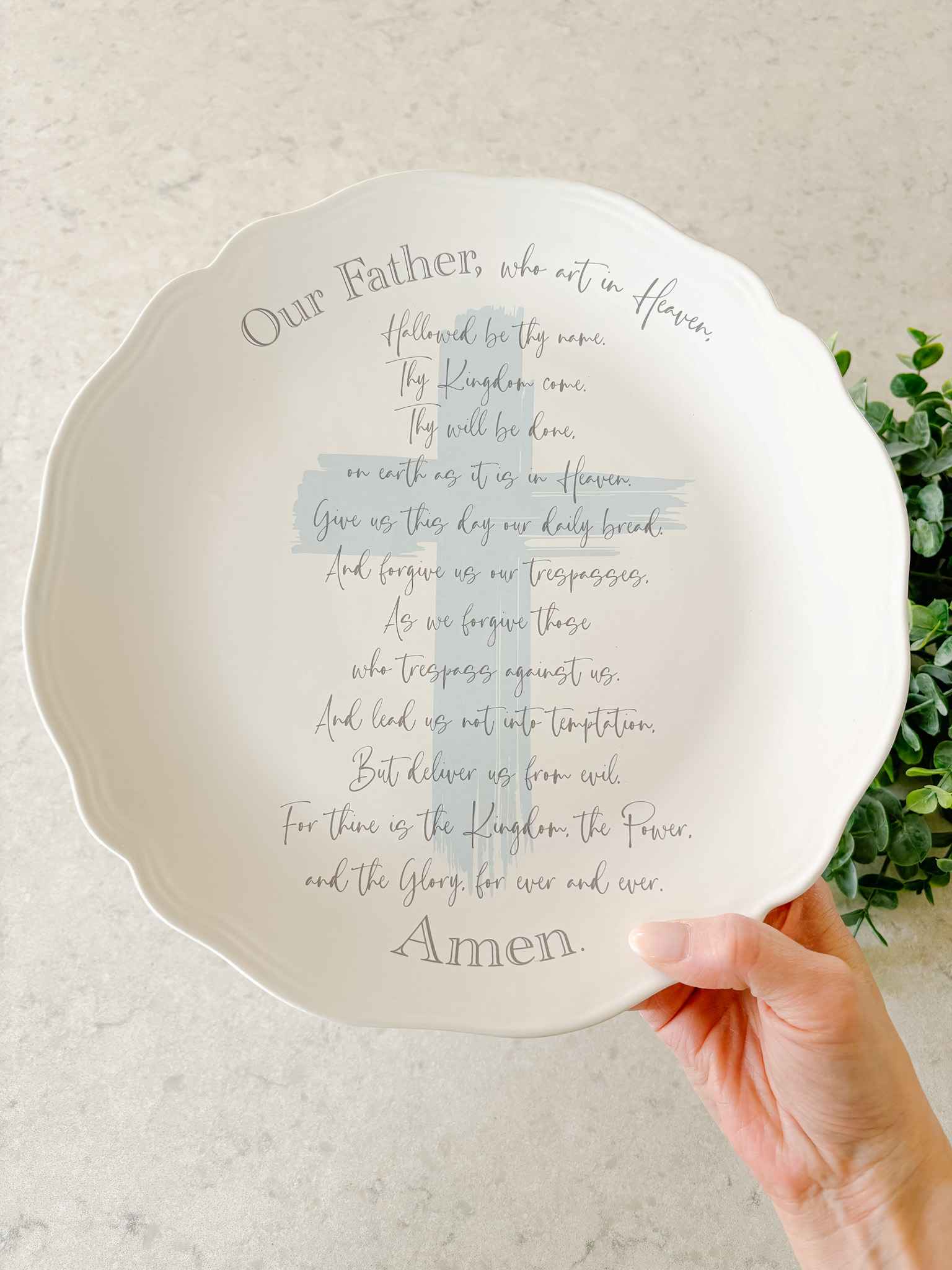 The Lord's Prayer Plate - Engraved Religious Wall Decor for Home & Church - Perfect for Christian Gifts, Prayer Rooms & Faith-Based Decorations