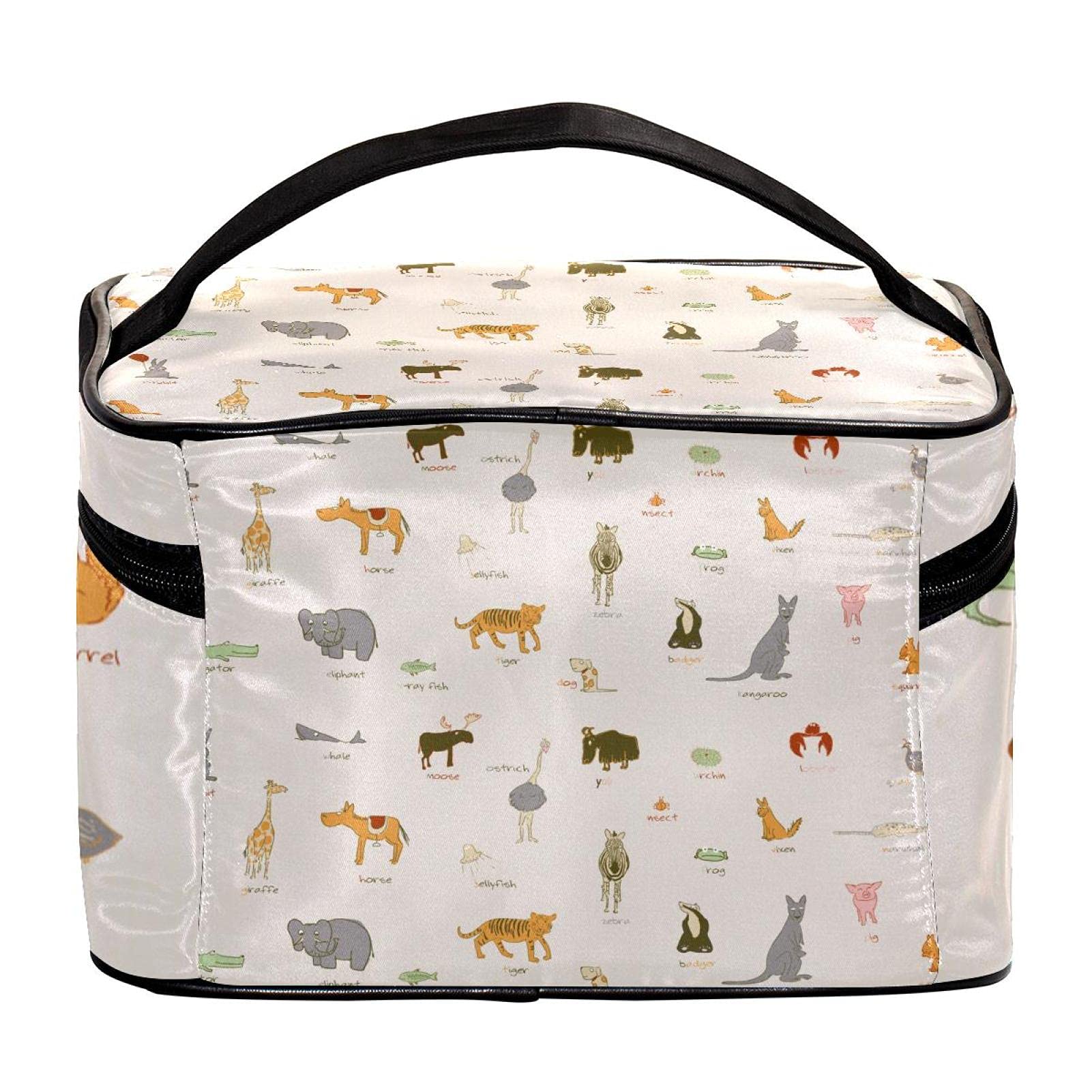 Animal Alphabet Cosmetic Bag - Large Travel Makeup Organizer for Women & Girls - Perfect for Toiletries & Travel Essentials