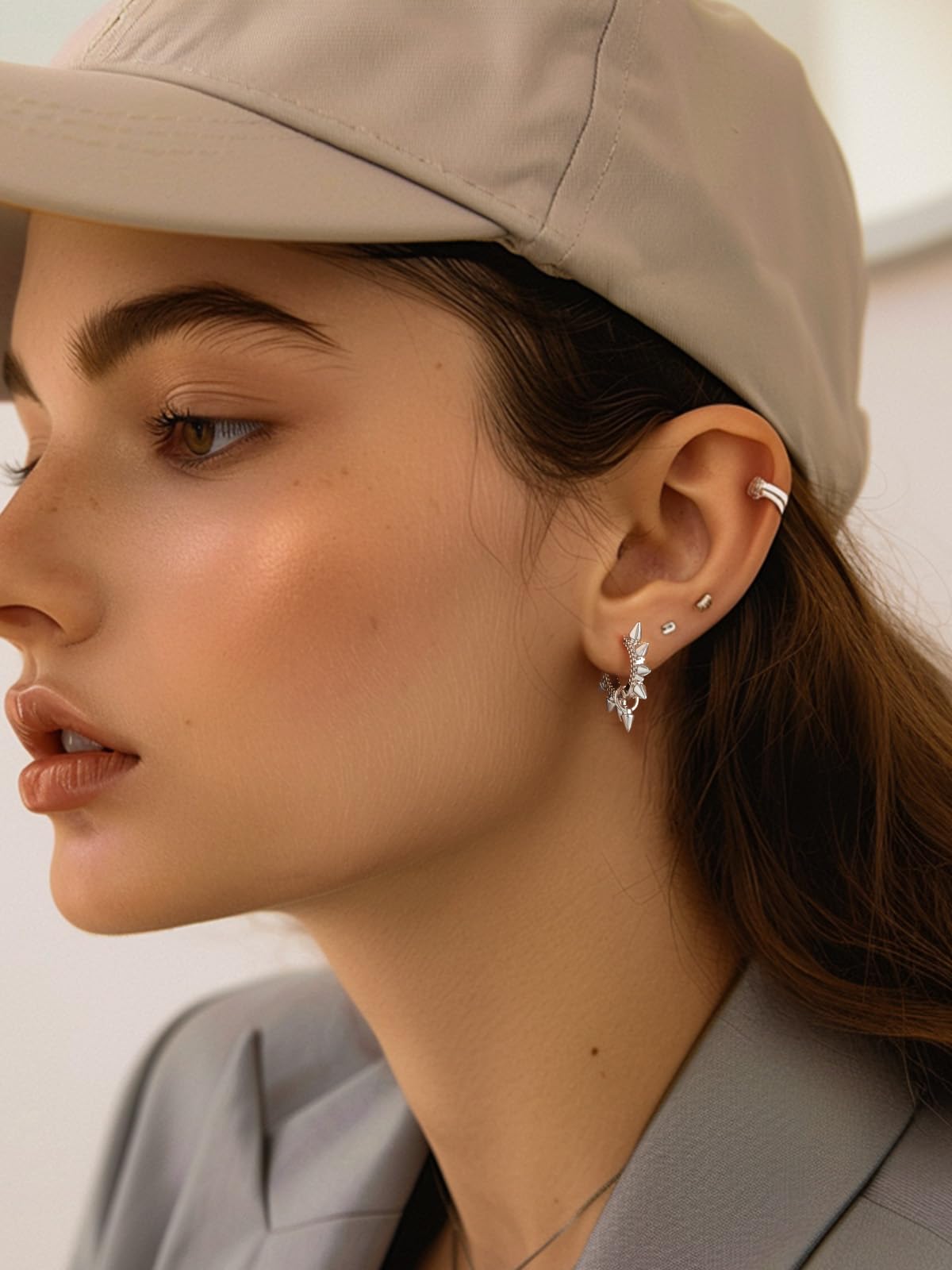 Hypoallergenic Small Star Heart Spike Square Huggie Earrings for Women - 18K Gold & Platinum Plated Cute Stud Earrings - Perfect Jewelry Gift for Her with Gift Box - Ideal for Everyday Wear, Date Nights & Special Occasions