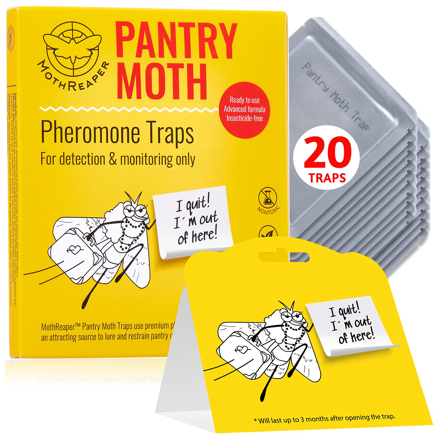 Premium Pantry Moth Traps 20 Pack - Non-Toxic Glue Traps for Clothes & Food Moths | Safe for Kitchens, Pantries & Storage Areas | Natural Pest Control for Home & Food Storage