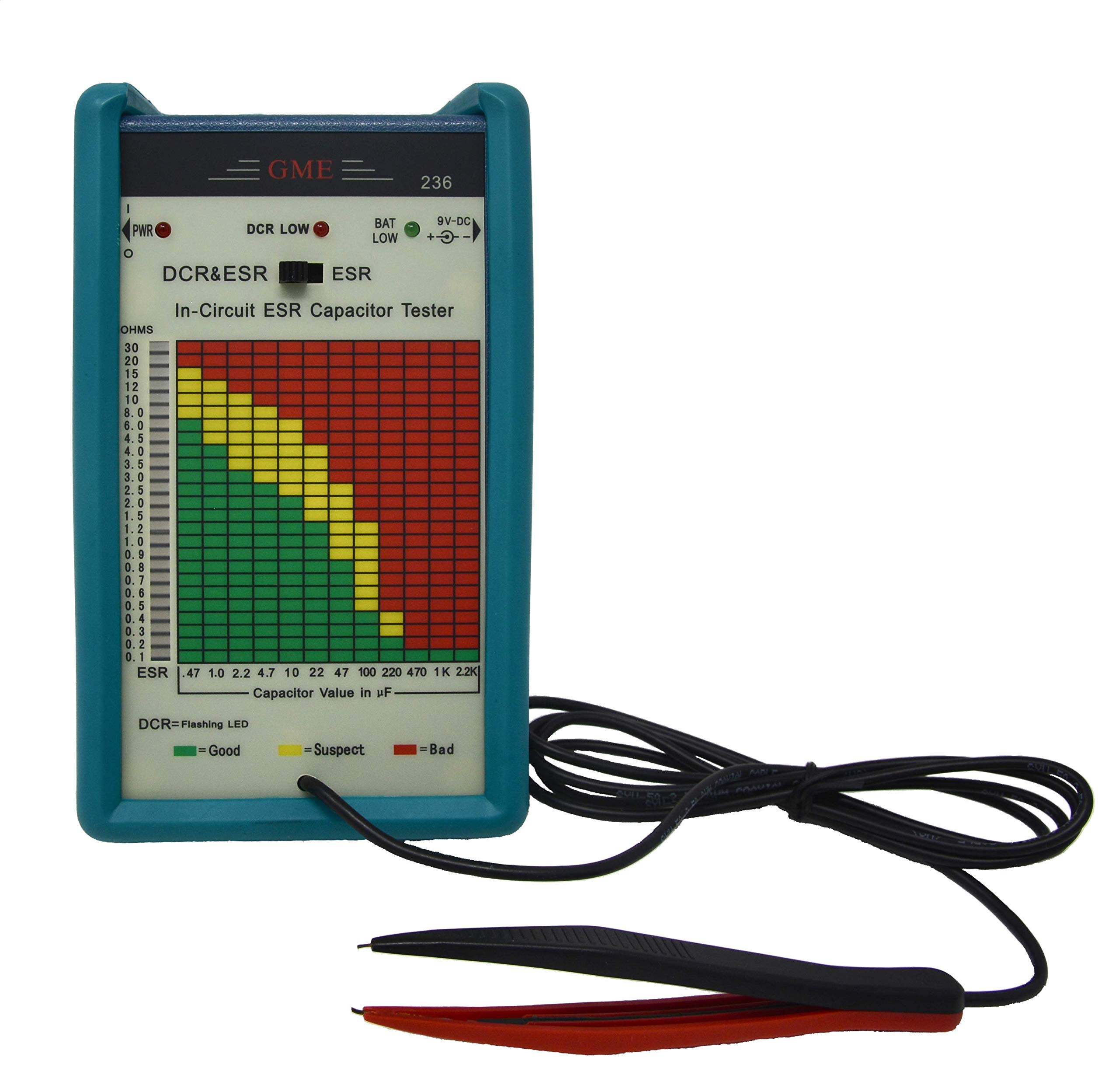 GME Professional in-Circuit ESR Capacitor Tester - Digital Capacitance ESR Meter - USA Designed Electronics Testing Tool for Circuit Board Repair and Maintenance