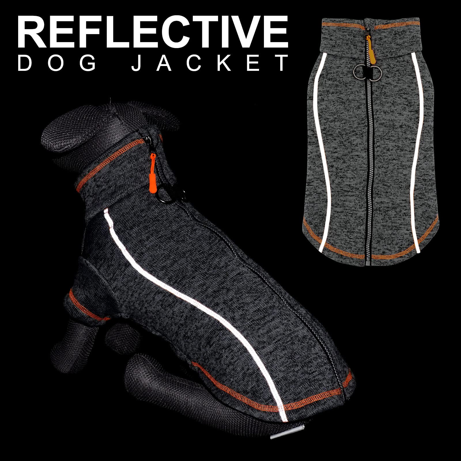 Cyeollo Fleece Dog Sweater Jacket with Reflective Strips & D-Ring - Step-in Zipper Design for Small Dogs (Grey) - Perfect for Winter Walks & Outdoor Adventures