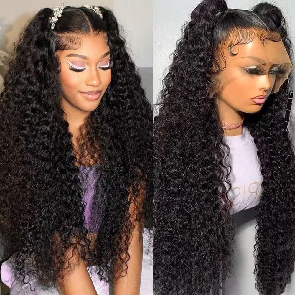32 Inch Water Wave 13x6 HD Lace Front Wig Human Hair 200% Density Pre-Plucked with Baby Hair - Natural Deep Part Curly Wig for Women | Perfect for Daily Wear, Parties, Cosplay & Special Occasions