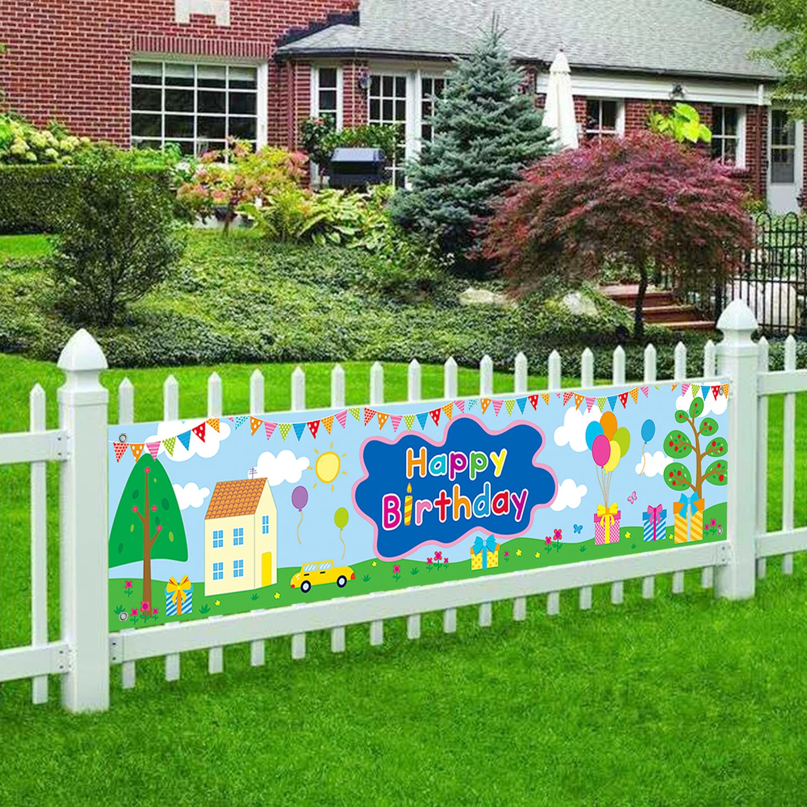Happy Birthday Party Banner - Cute Pig Theme Party Decorations, Cartoon Banner for Kids Birthday, Photography Backdrop & Photo Booth Props - Perfect for Children's Birthday Party Decor & Supplies | Great for Birthday Parties, Baby Showers, and Family Celebrations