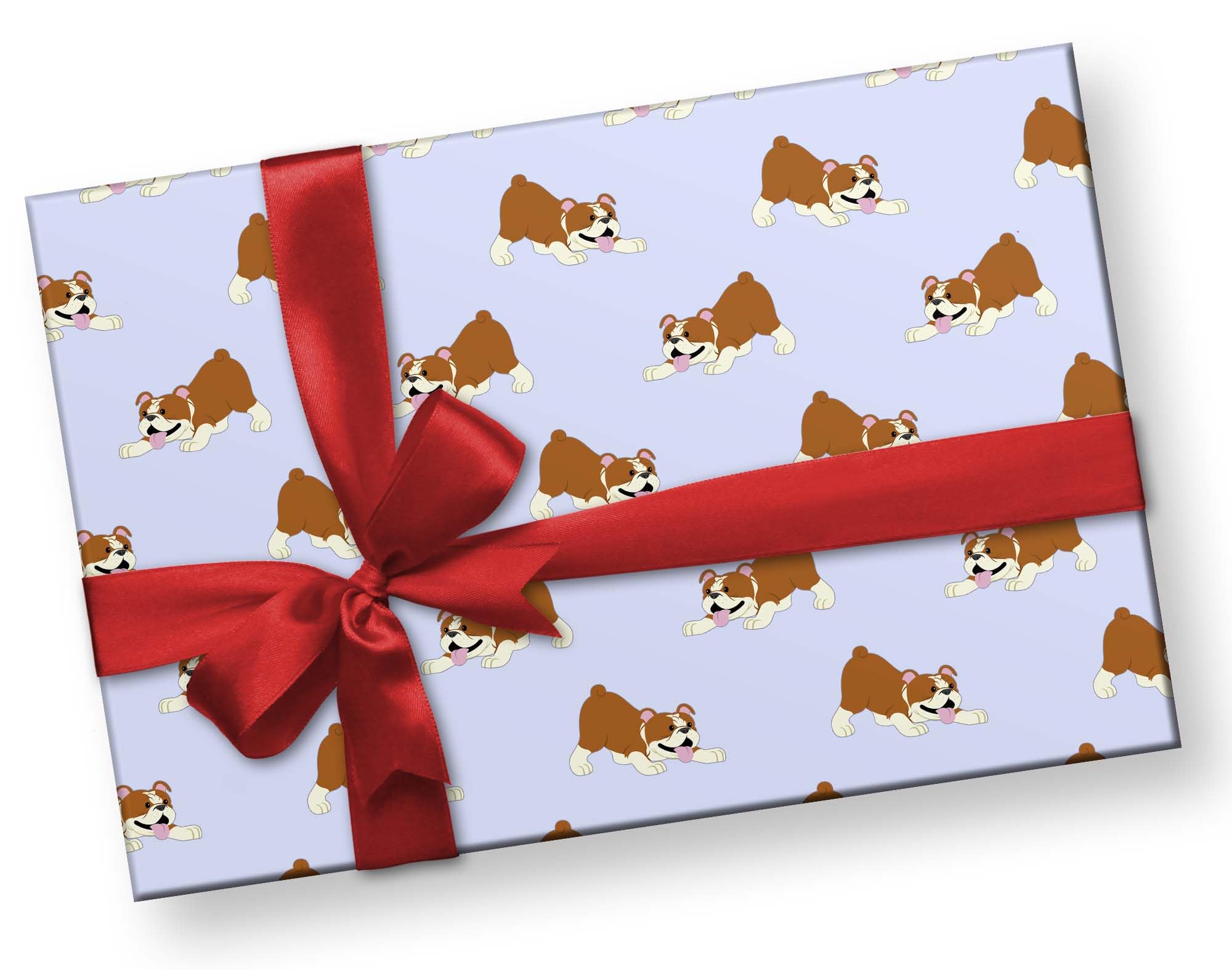 Premium Cartoon English Bulldog Gift Wrap - Playful Bull Dog Wrapping Paper for Christmas, Birthday & Puppy Party Decorations (20x30 Inch) | Perfect for Dog Lover Gifts, Holiday Presents & Special Occasion Packaging