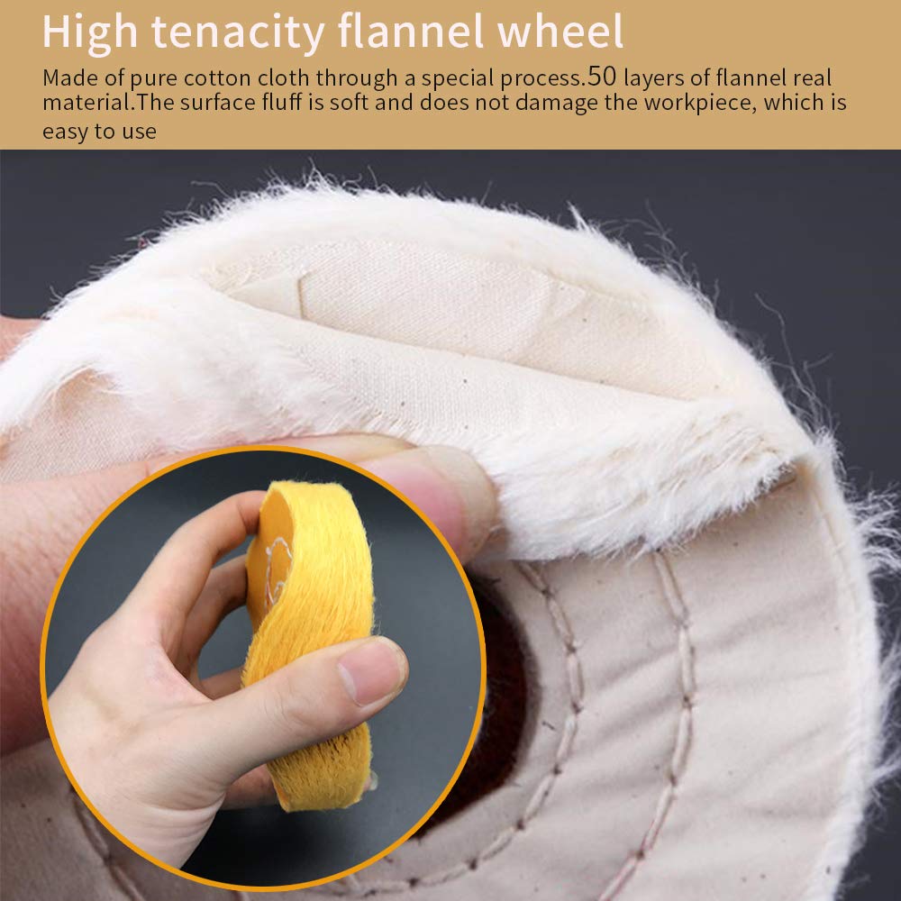8 Inch Buffing Wheel Cotton Pad Set - 50 Ply Extra Thick Polishing Wheels with 1/2