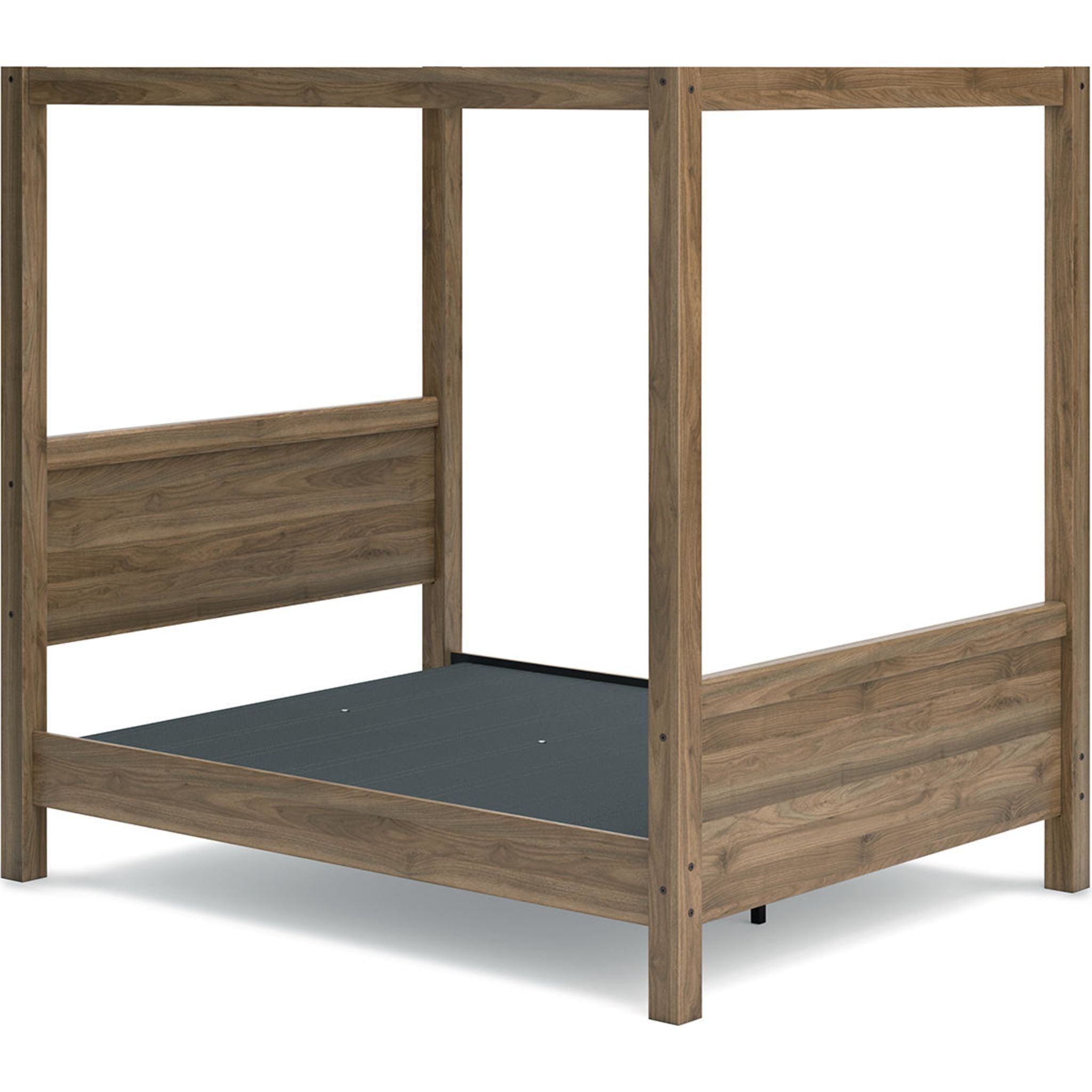Aprilyn Queen Canopy Bed Frame with Honey Finish - Elegant Four-Poster Bed for Bedroom Decor, Romantic Master Suite or Guest Room