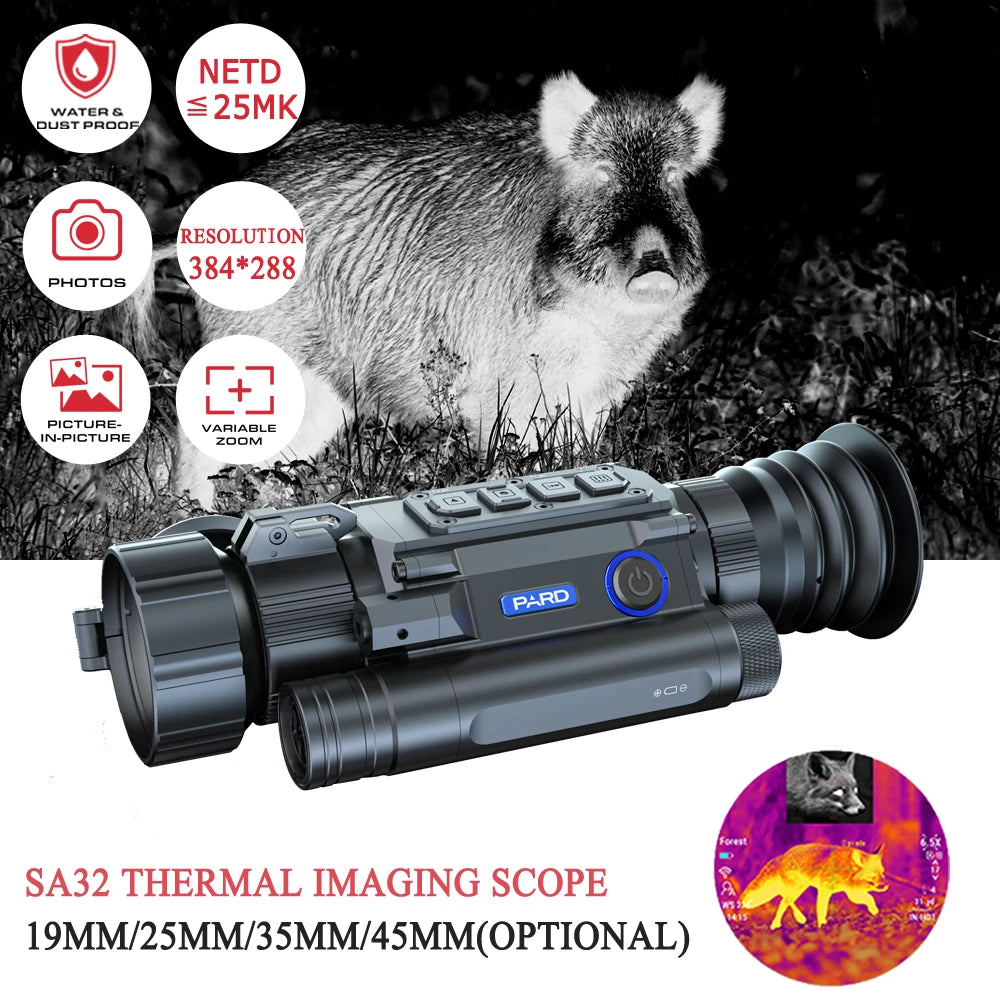 PARD Thermal Imaging Scope for Hunting - 384x288 Resolution, 25mk NETD, Self-Activated Recording & Hot Track Digital Camera (Model SA32) - Perfect for Night Hunting, Wildlife Observation, and Security Surveillance