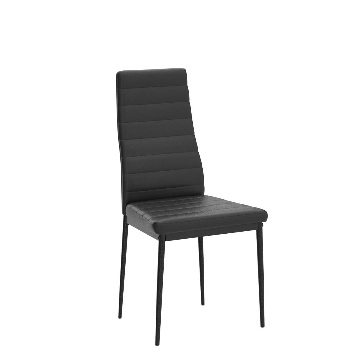 Giantex Set of 4 Upholstered Dining Chairs with Stain-Resistant PVC Leather, Non-Slip Foot Pads - Easy to Clean & Assemble, High Back Kitchen & Dining Room Chairs (Black) - Perfect for Home, Restaurant, and Office Use