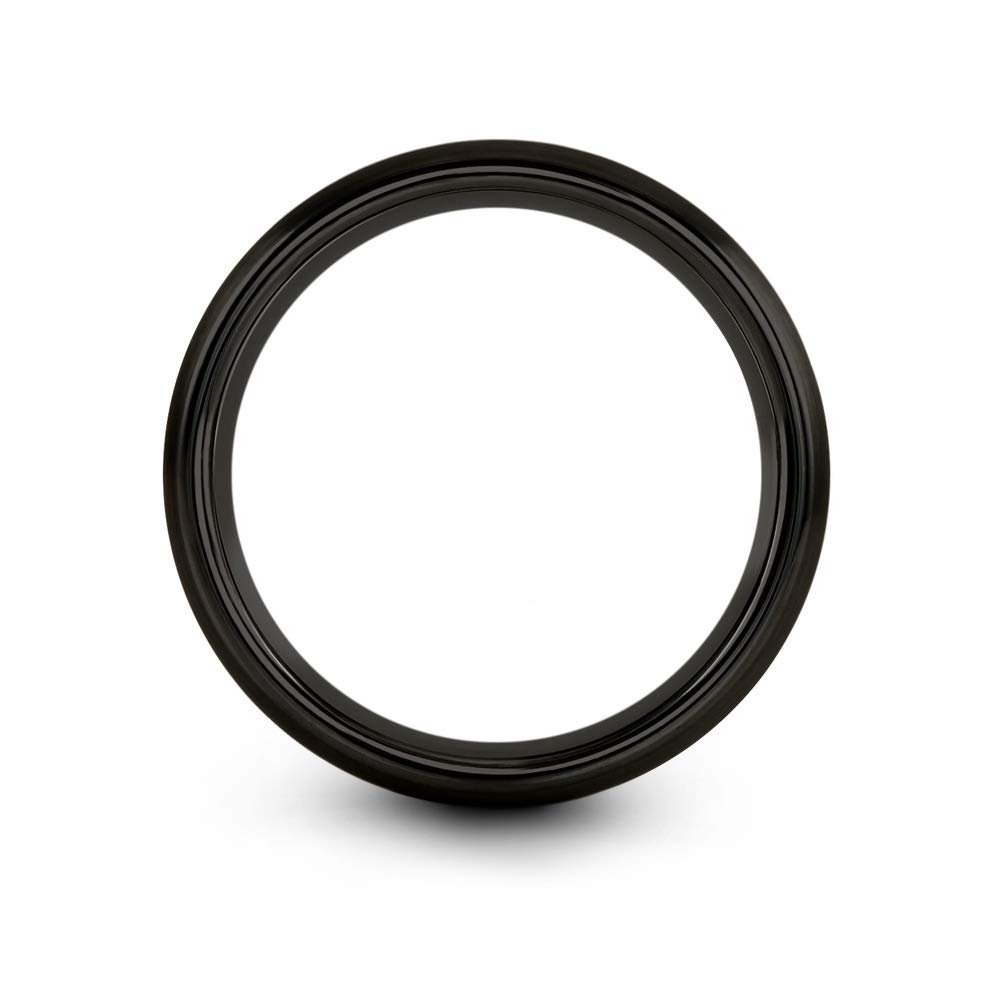 8mm Tungsten Carbide Wedding Band Ring for Men & Women - Blue Black Offset Line, Dome Grey Exterior, Brushed & Polished Finish - Custom Engraved Anniversary & Engagement Ring - Perfect for Weddings, Proposals & Special Occasions