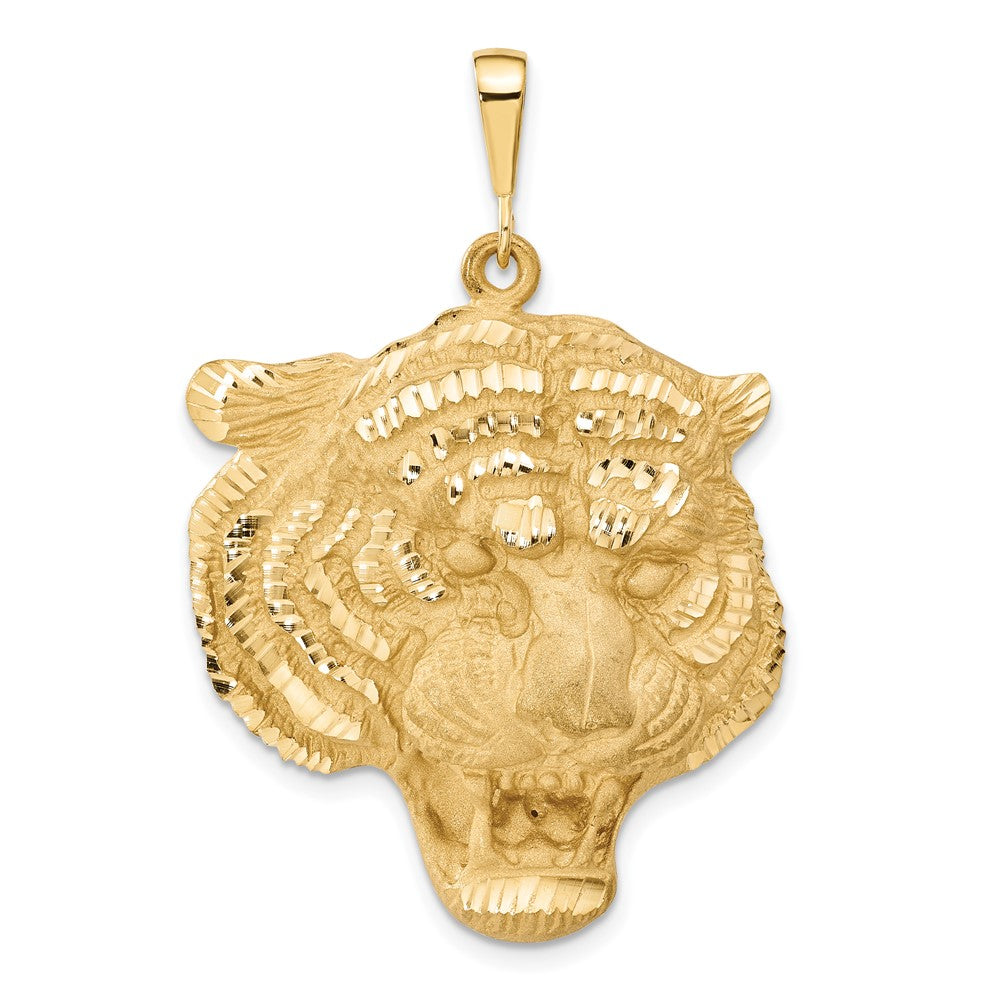 Gold Diamond Cut Extra Large Tiger Head Pendant Necklace - Model C1158 | Bold Statement Jewelry for Men, Hip Hop Fashion Accessory, Gift for Him