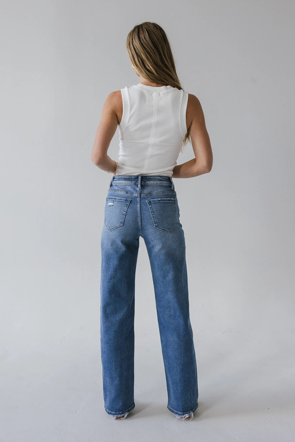 Harlowe Women's Straight Leg Jeans - High Waist Denim Pants for Casual & Work | Comfortable Stretch Fit | Final Sale