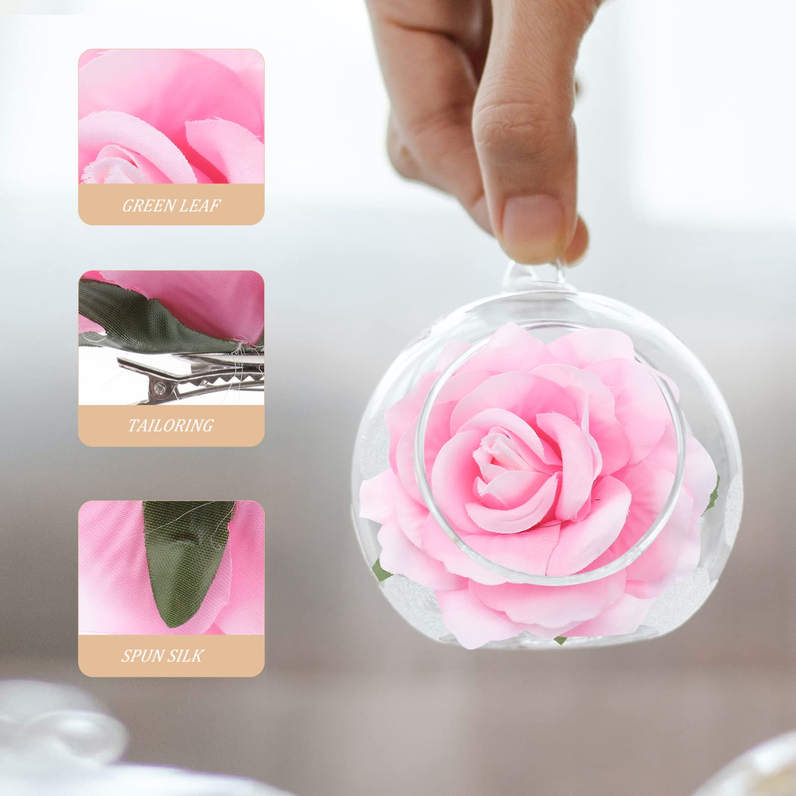 Artibetter 5pcs White Rose Hair Clips for Women - Floral Hair Pins, Wedding Hair Accessories, Party Hair Clips, Girls Hair Ornaments (Pink) - Perfect for Bridal, Prom, Party, and Everyday Wear