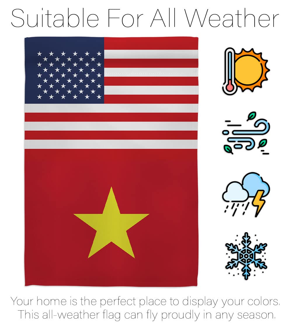 Americana Home & Garden Vietnam-US Friendship House Flag - Double-Sided Decorative Banner for Yard, Garden & International Country Displays - Made in USA - Perfect for Patriotic Events, Cultural Celebrations & Diplomatic Gift Giving