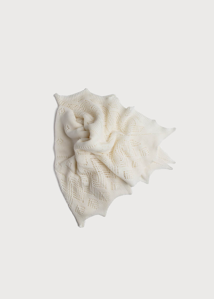Elegant Openwork Fine Merino Wool Shawl in Cream - Soft & Lightweight Wrap for Women - Perfect for Weddings, Parties & Evening Outfits
