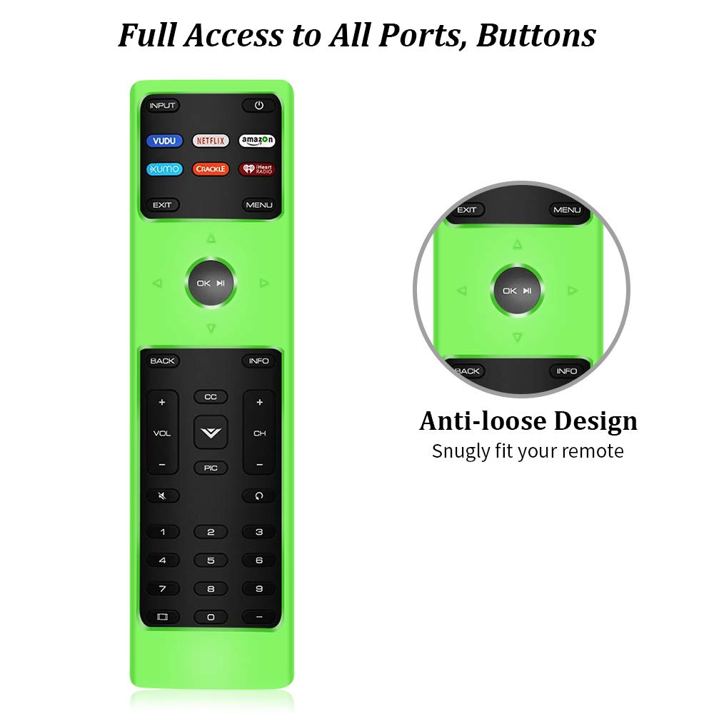 2 Pack Shockproof Silicone Protective Case Cover for Vizio XRT136 Smart TV Remote - Soft Durable Replacement Bumper Cover (Glow Blue + Glow Green) - Perfect for Home Entertainment & Family Use