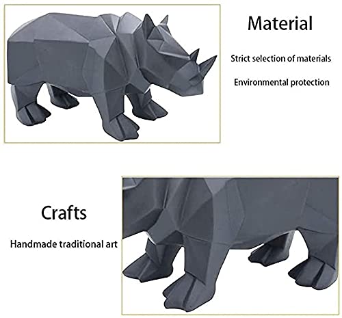 Abstract Geometric Rhino Statue - Handcrafted Resin Animal Sculpture for Home & Office Decor | Desktop Ornament, Art Figurine, Unique Gift Idea for Animal Lovers & Modern Interior Design