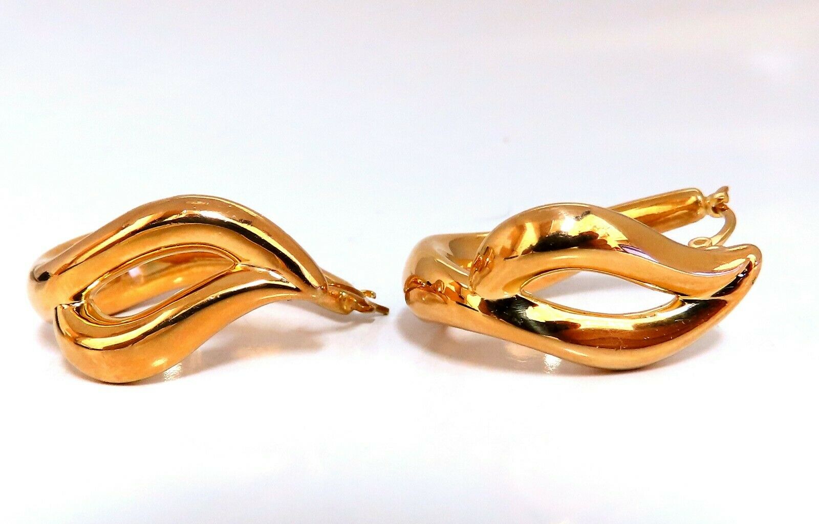14K Gold Elongated Flaming Hoop Earrings for Women - Elegant Dangle Statement Jewelry for Parties, Weddings & Special Occasions