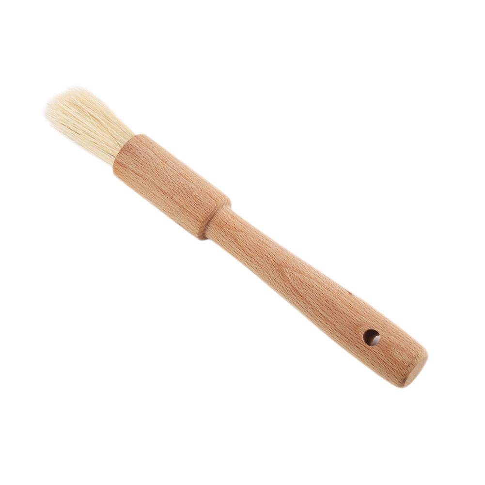 **Wooden BBQ Brush - Baking & Oil Brush for Grilling, Pastry & Kitchen - Turkey Baster & Barbecue Utensil with Round Handle - Perfect for BBQ, Baking & Cooking**