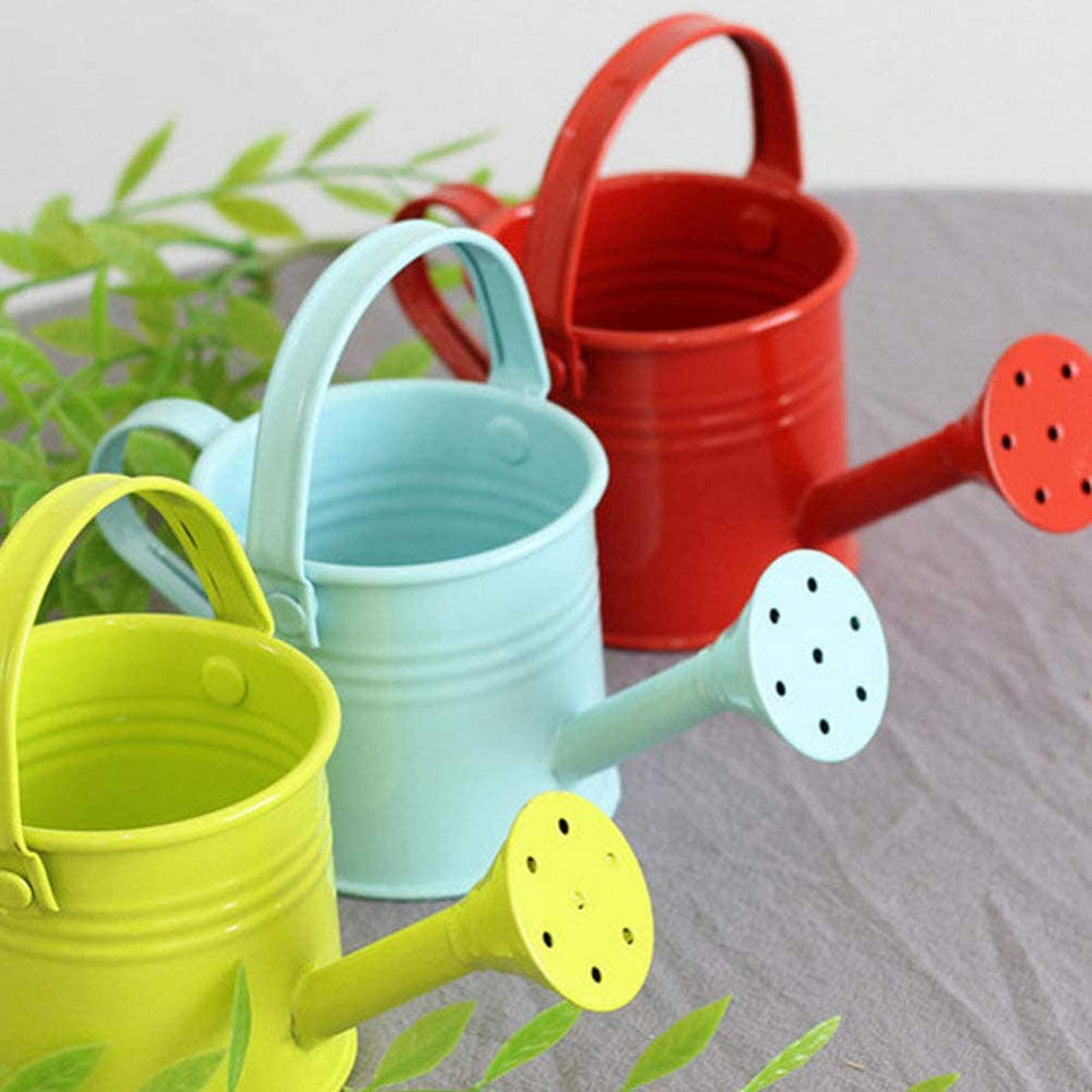 TRRAPLE Metal Watering Can for Kids - 5.89 x 2.95 Inch Red Iron Garden Watering Bucket with Dual Handles - Perfect for Children's Gardening Activities, Indoor Plants & Outdoor Flower Beds