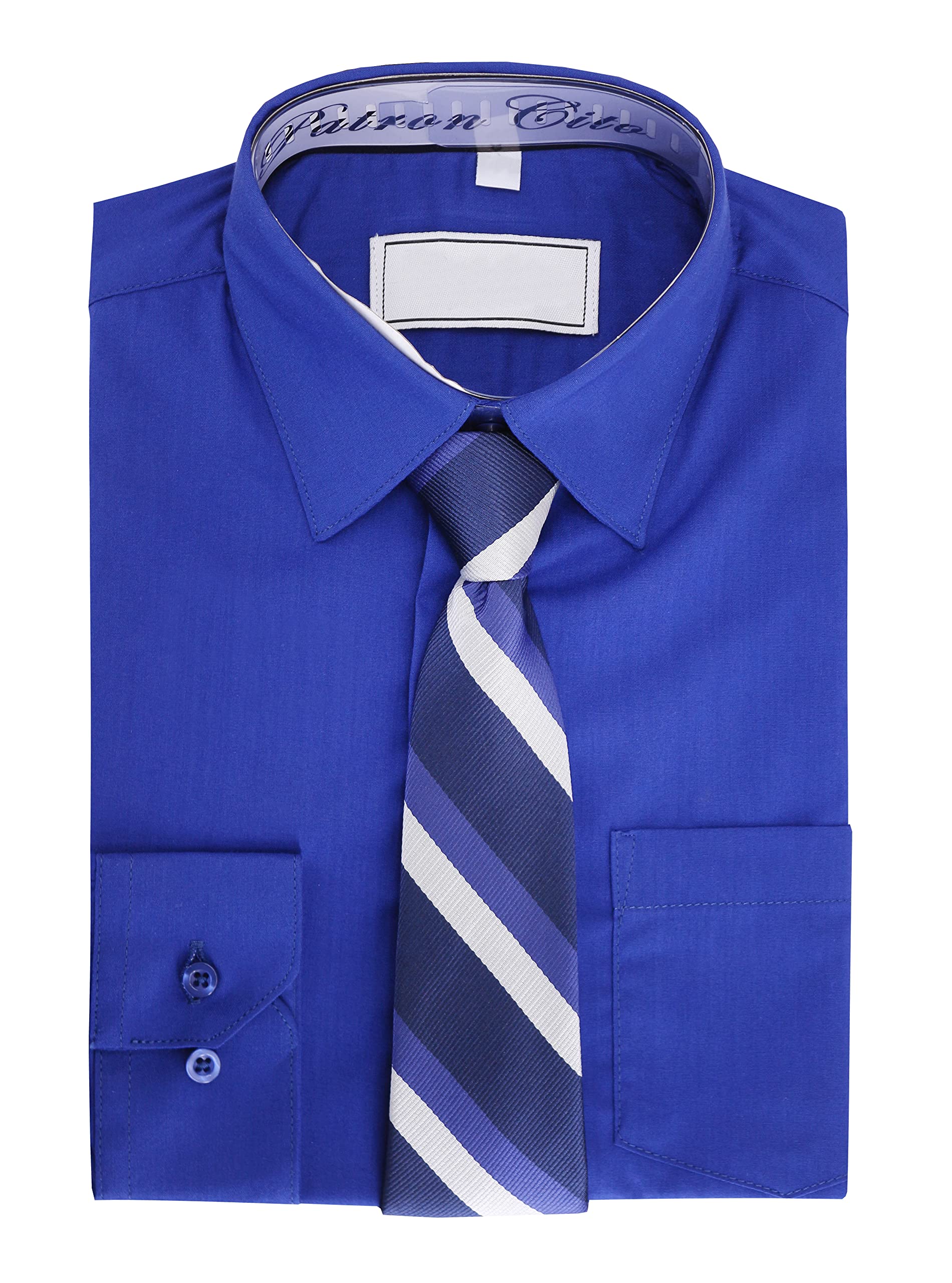 **Boys' Cotton Blend Long Sleeve Button-Up Dress Shirt & Tie Set – Formal & School Outfits for Kids**
