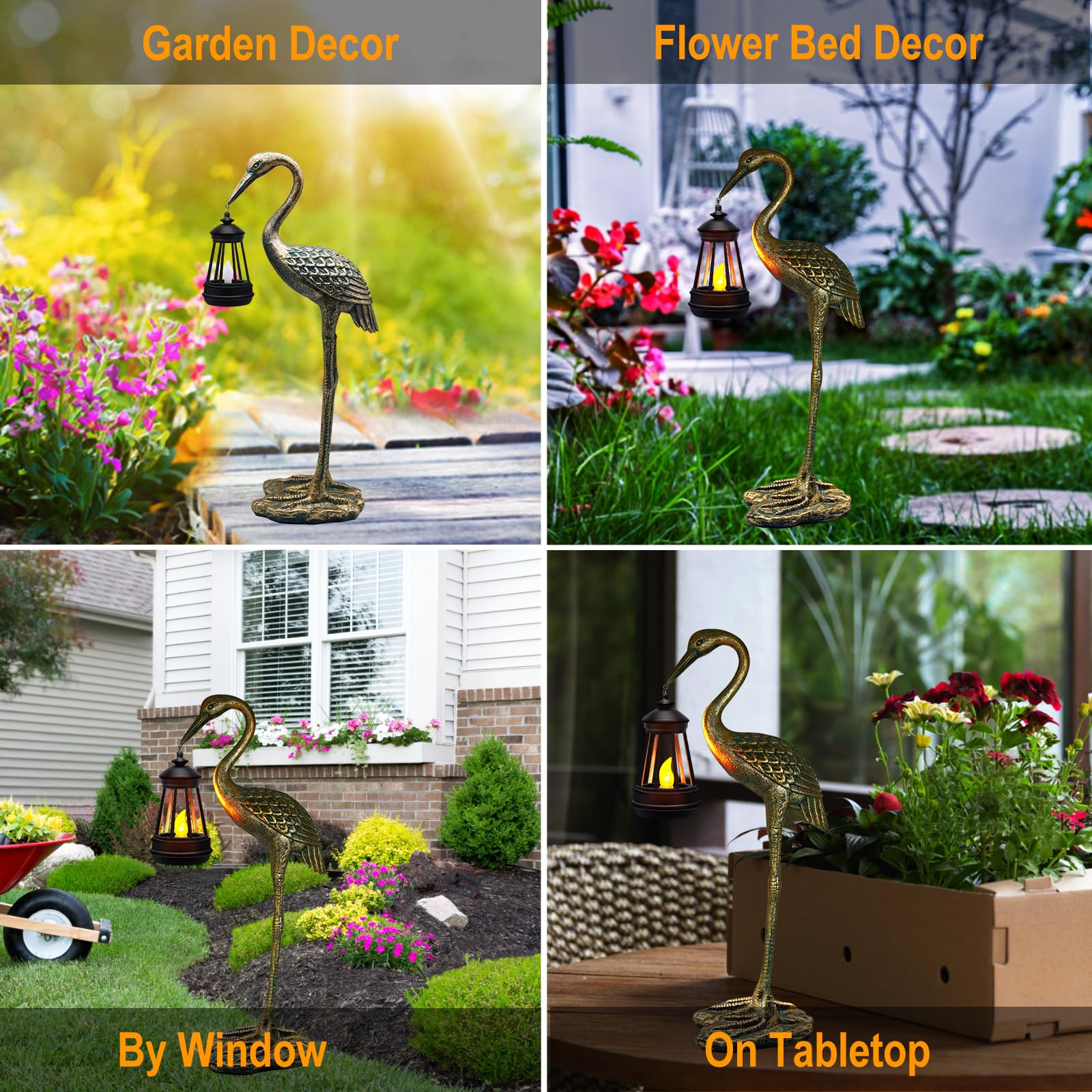 Solar Powered Garden Statue - Blue Heron Crane Sculpture with LED Lights, Outdoor Hanging Solar Lantern for Patio, Yard, Lawn & Porch Decor | Perfect Christmas Gift for Mom, Women & Mother's Day | Weather-Resistant Garden Art for Nighttime Ambiance