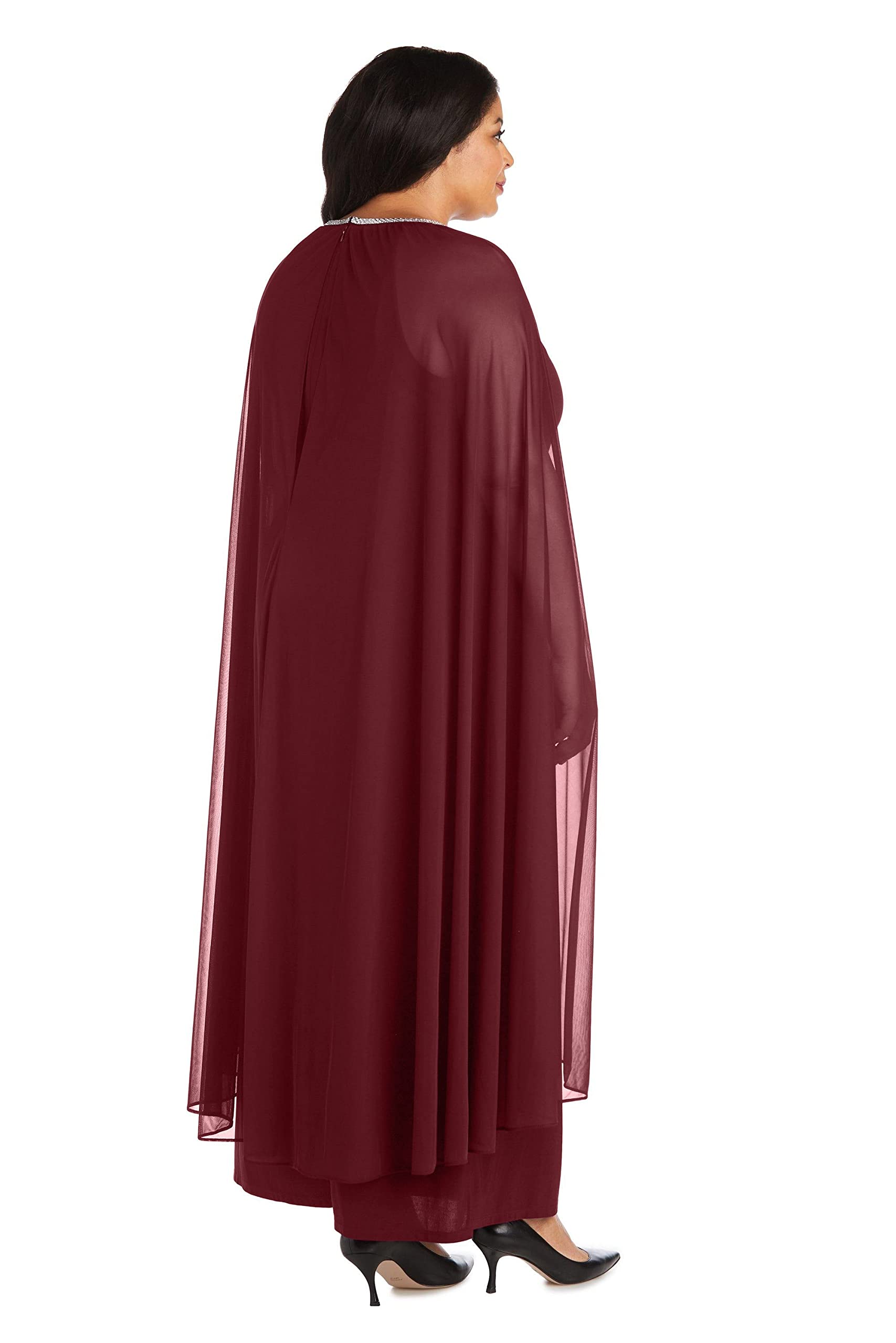 R&M Richards Women's Cape Sheath Evening Gown - Mother of The Bride Dress, Missy & Plus Size Formal Gown for Weddings, Galas & Special Occasions