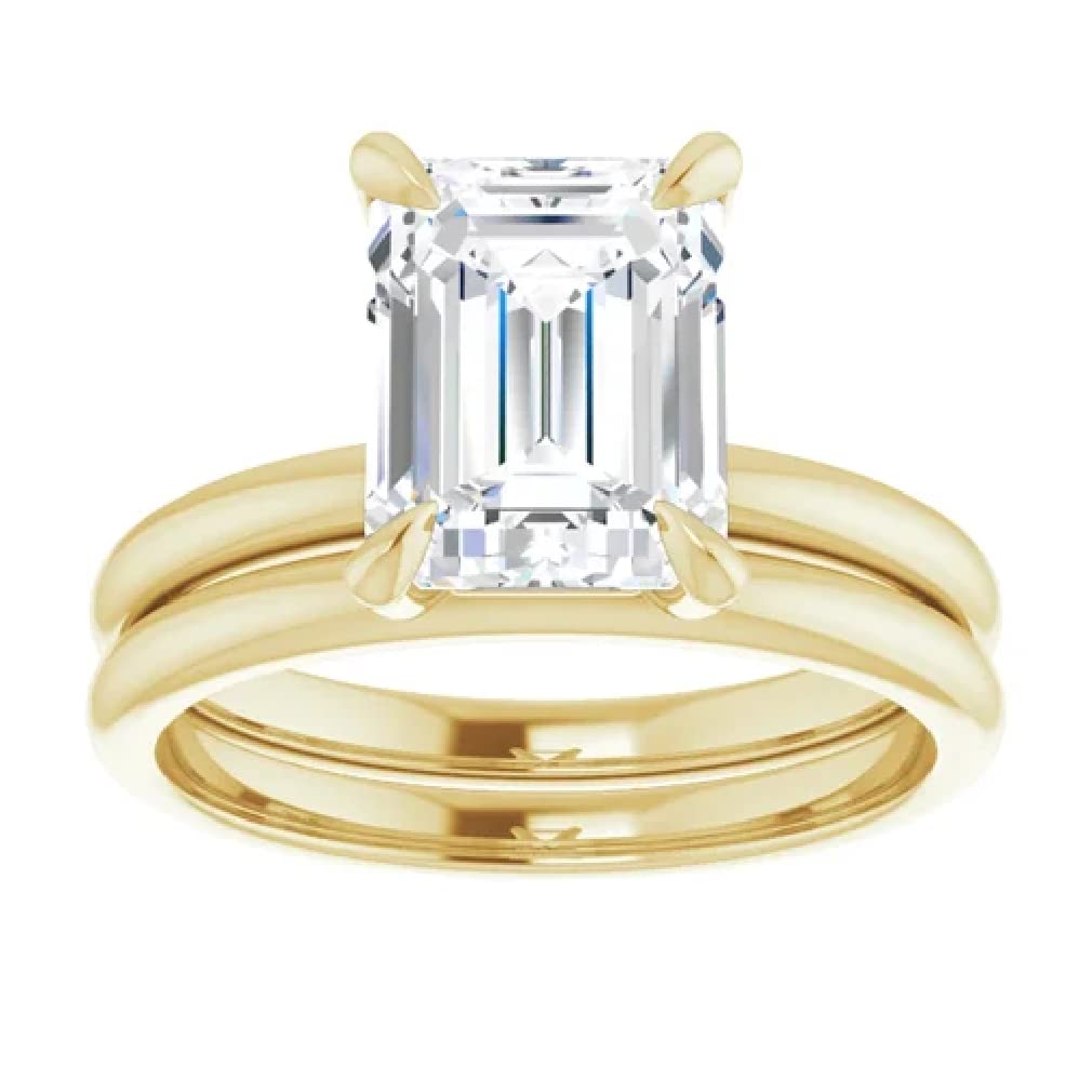 3 Carat Emerald Cut Moissanite Engagement Ring for Men - Handmade Solitaire Ring in 10K, 14K, or 18K Solid Yellow Gold - Perfect Wedding Proposal Gift & Anniversary Jewelry