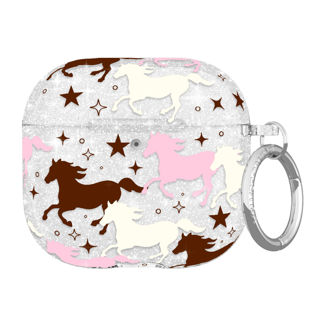 Pink Pony Glitter AirPods Case - Cute Sparkling Protective Cover for Apple AirPods 1/2/3 & Pro - Perfect for Girls, Teens, Gift Giving & Everyday Use