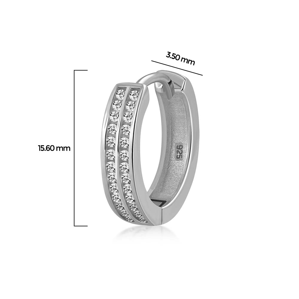 925 Sterling Silver Huggie Hoop Earrings with Cubic Zirconia - Elegant Everyday Jewelry for Women, Perfect for Work, Date Night & Special Occasions