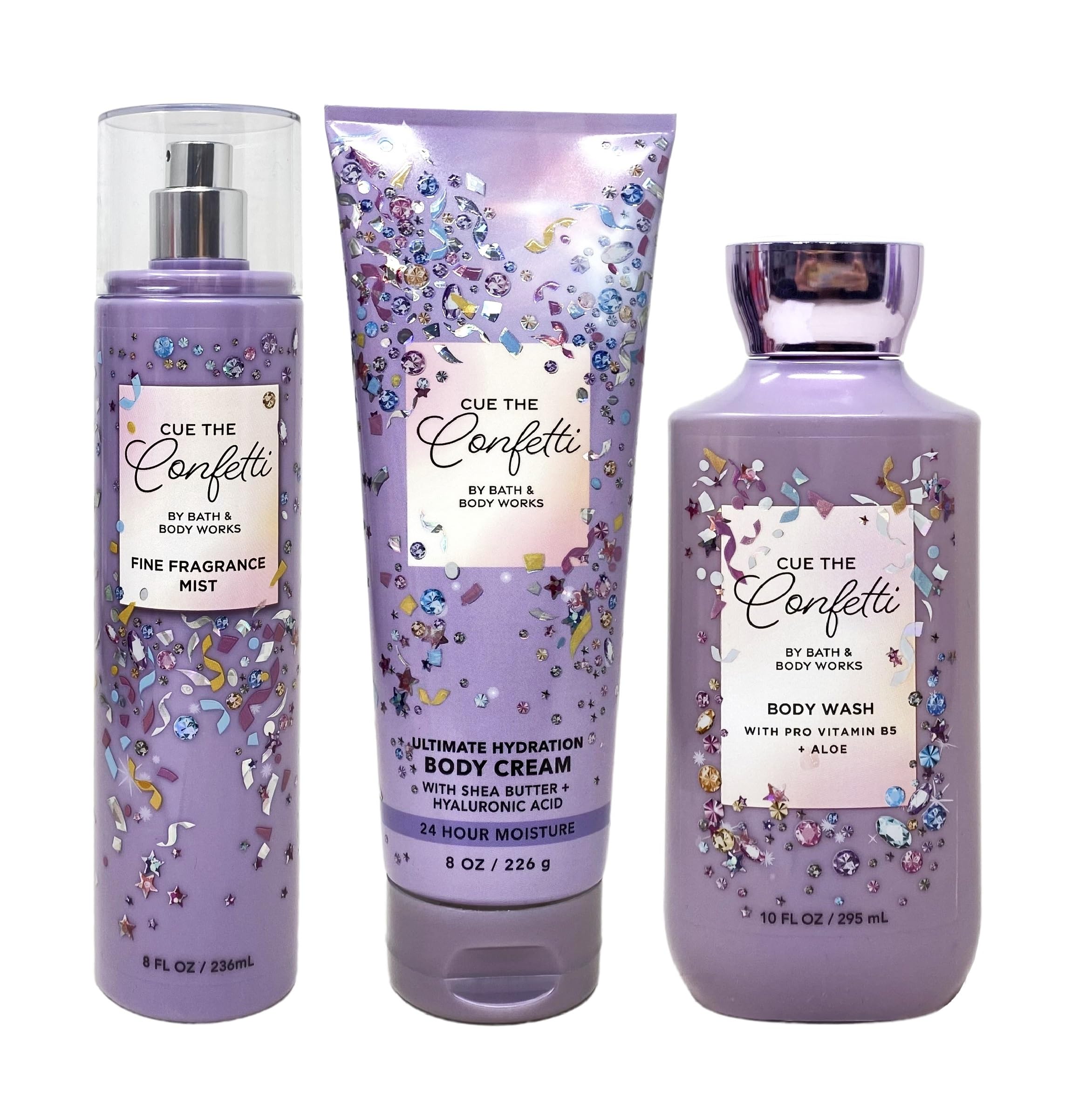 Bath & Body Works Cue The Confetti 3-Piece Gift Set - Full Size Fragrance Mist, Body Cream & Shower Gel - Perfect for Birthdays, Anniversaries & Holiday Gifting