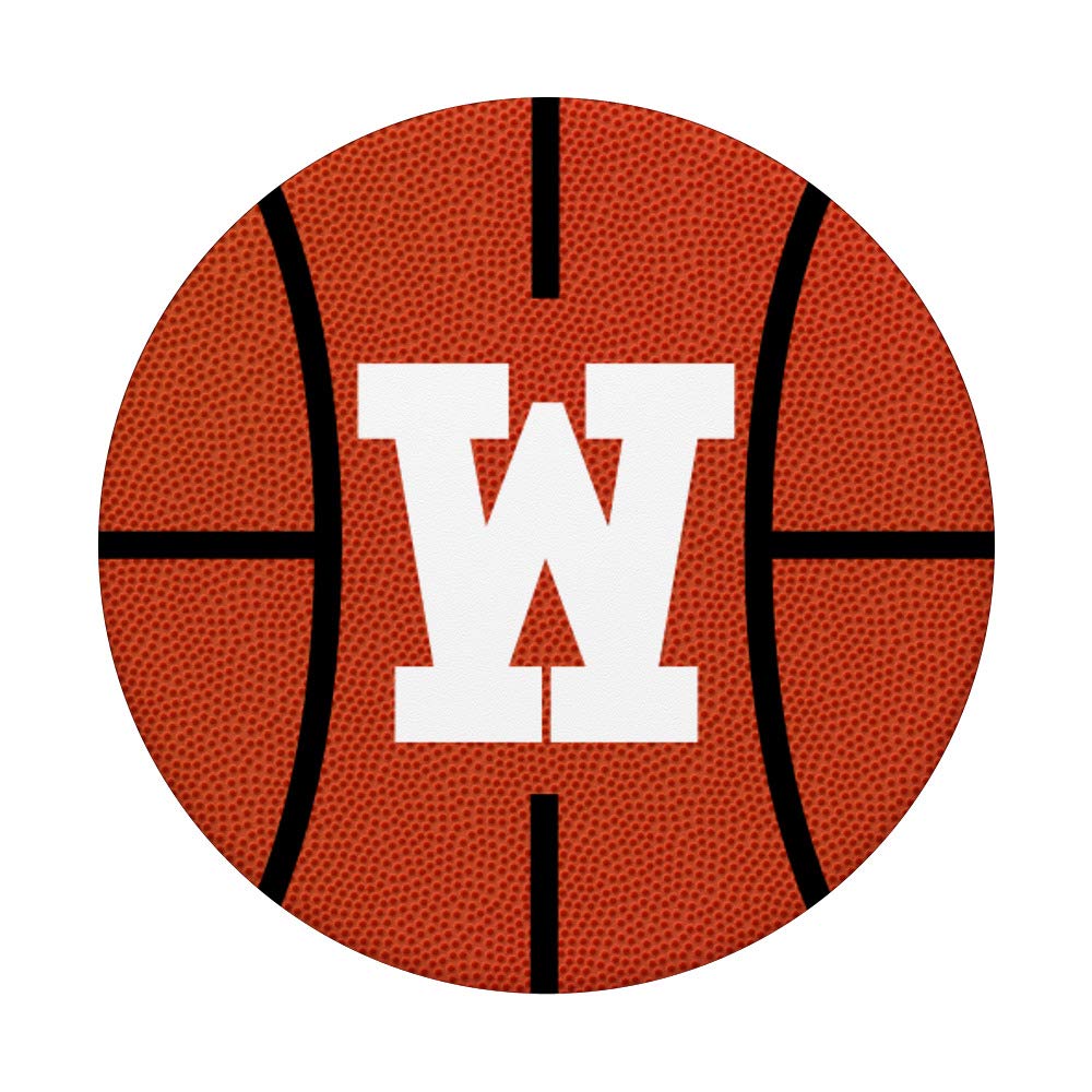 Sport Style Grip for Phones with White Letter W - Basketball Fan PopSockets PopGrip: Swappable Phone & Tablet Grip for Enhanced Grip and Stability During Games & Workouts