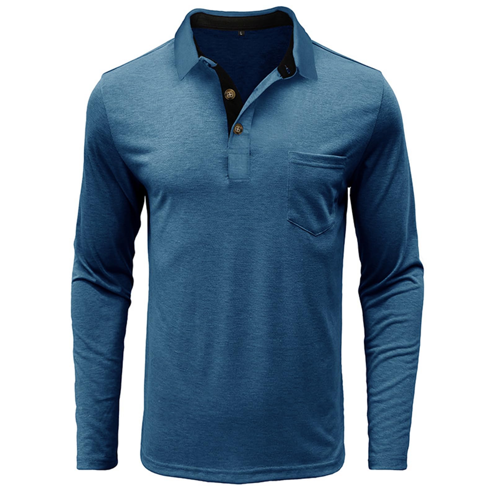 PICKLION Men's Long Sleeve Polo Shirts - Breathable Moisture Wicking Golf Shirt with Pocket for Casual Wear & Outdoor Activities | Perfect for Golf, Office & Daily Use