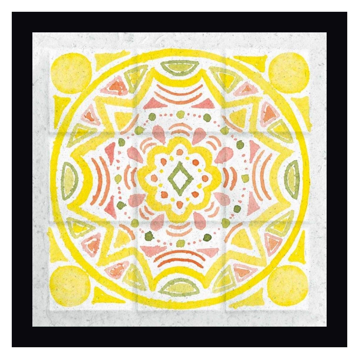 Citrus Tile II by Elyse DeNeige - 30x30 Inch Black Framed Canvas Wall Art Print - Ready to Hang - Perfect for Living Room, Bedroom & Office Decor