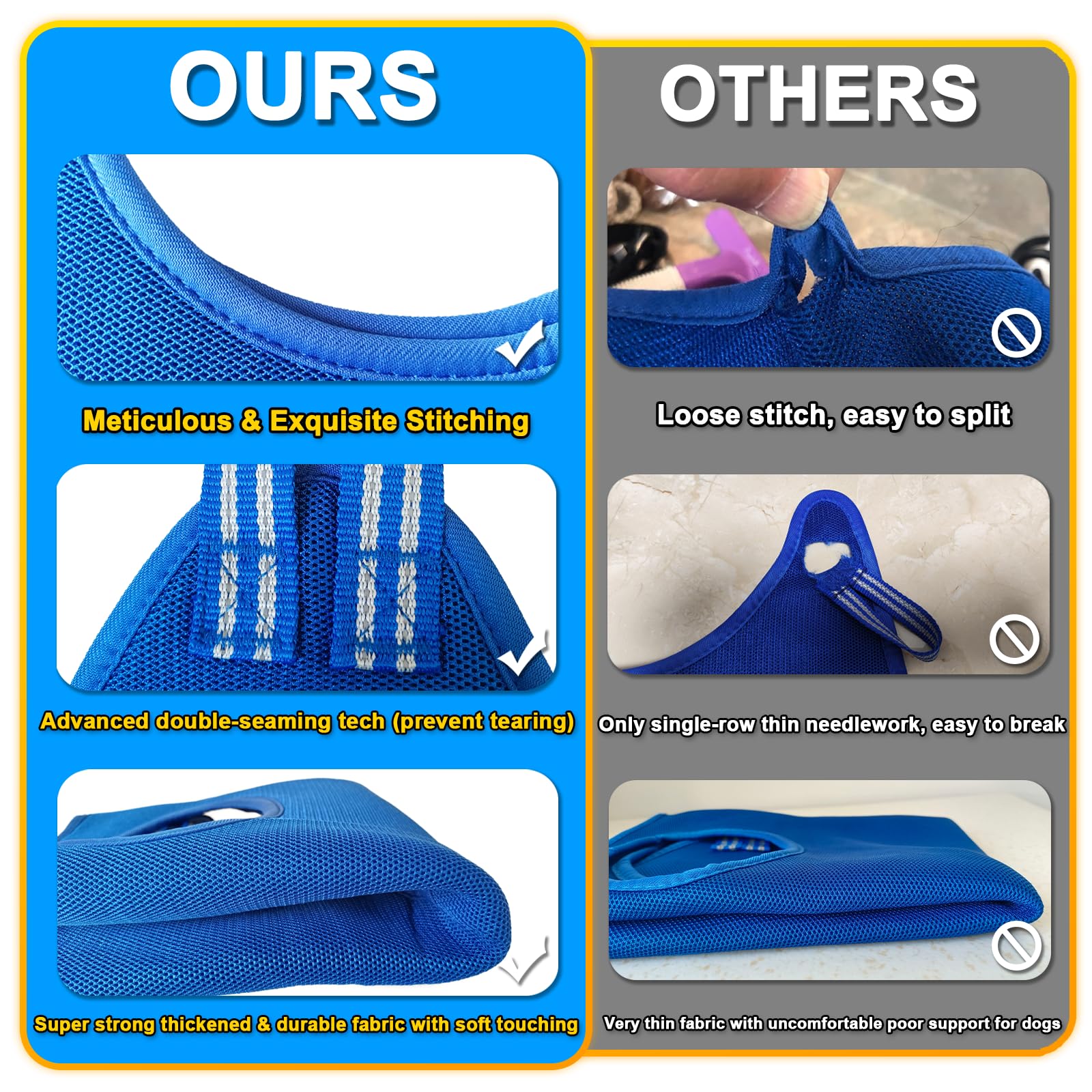 OVTEXZOG Dog Grooming Hammock Harness - Adjustable Pet Sling for Nail Trimming, Bathing & Grooming - Includes Nail Clippers & Restraint Bag - Small Size Supports Up to 30LBS (Blue) - Perfect for At-Home Pet Care & Professional Grooming Sessions