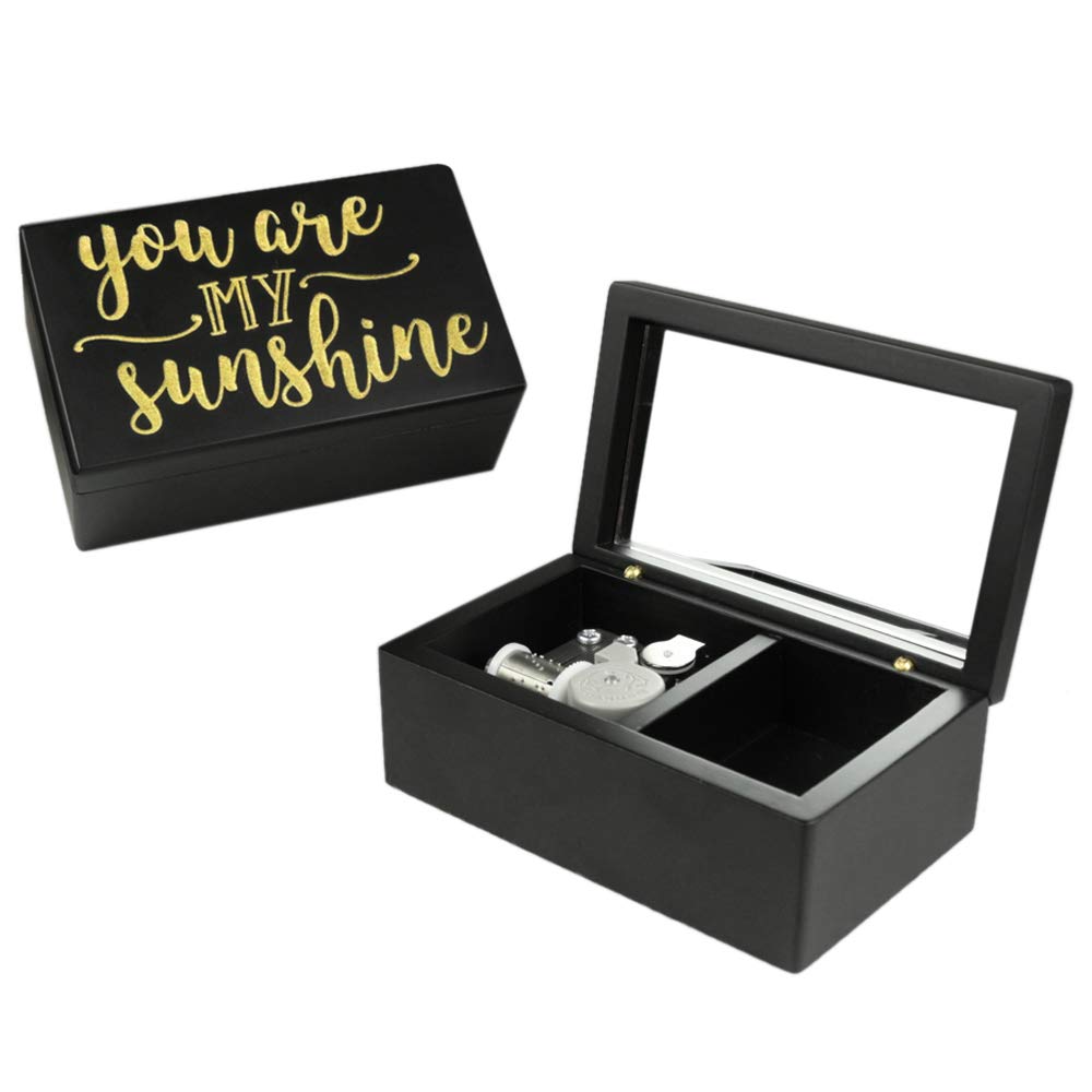 ROSIKING Handcrafted Wooden Music Box with Mirror & Carved Jewelry Box - Plays 'You Are My Sunshine' - Perfect Christmas, Birthday, Valentine's Day Gift for Her - Romantic Home Décor & Jewelry Storage