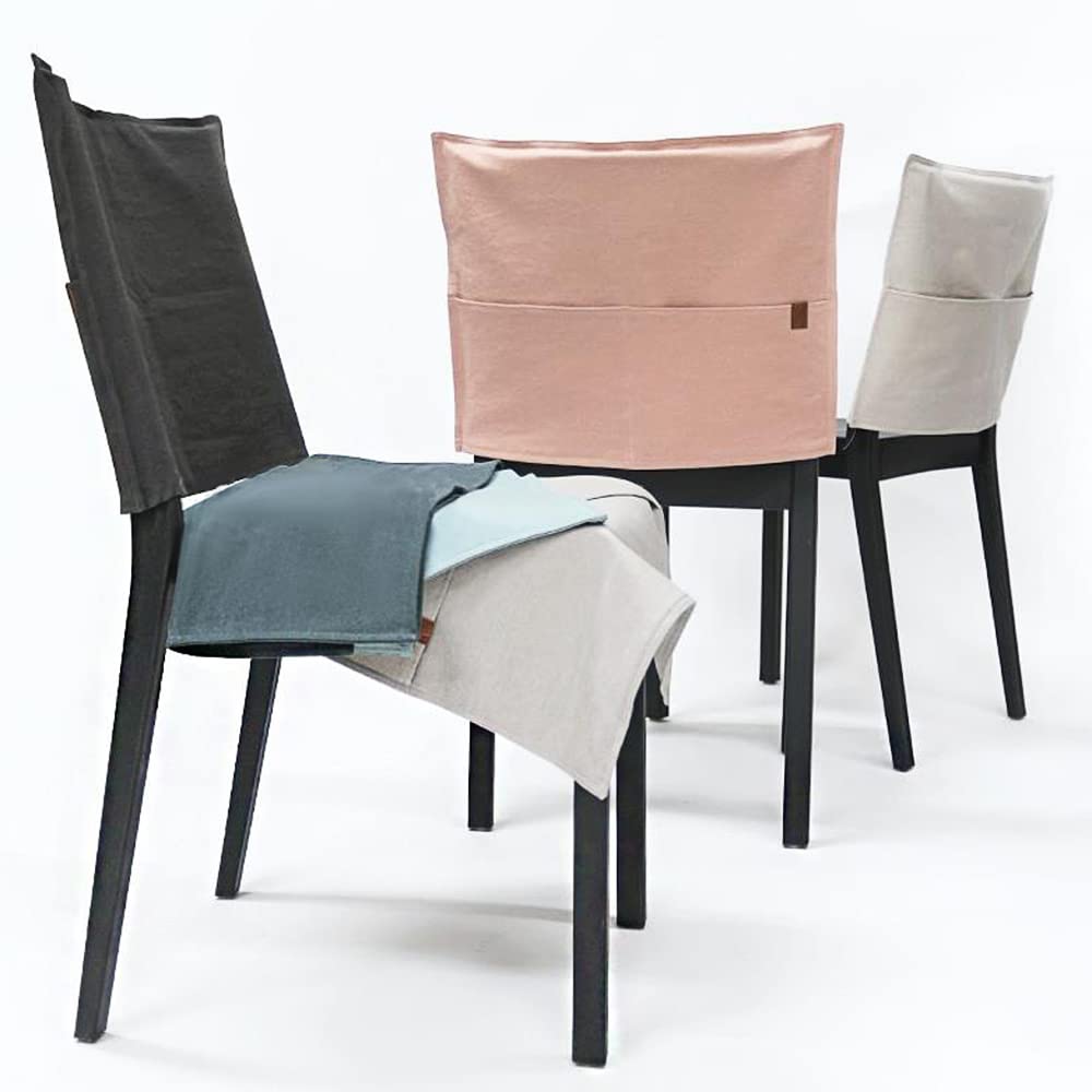 Custom Chair Back Covers for Dorm & Office - Light Grey Armless Chair Organizer with Storage Pockets - Perfect for College Dorms, Home Office & Small Spaces